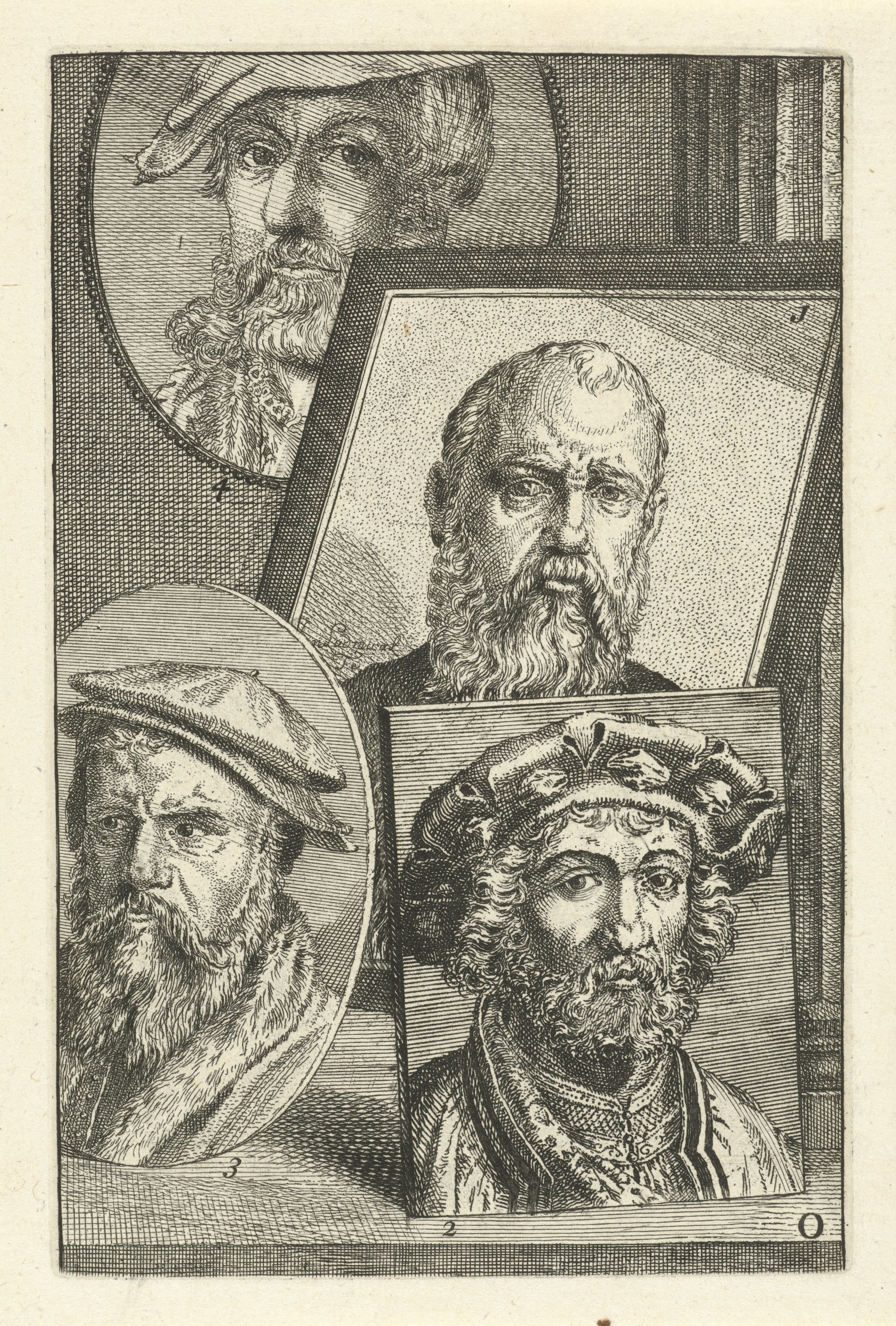 Portret van Jan Cornelisz. Vermeyen, Jan Gossaert, Joos van Cleve en Heinrich Aldegrever