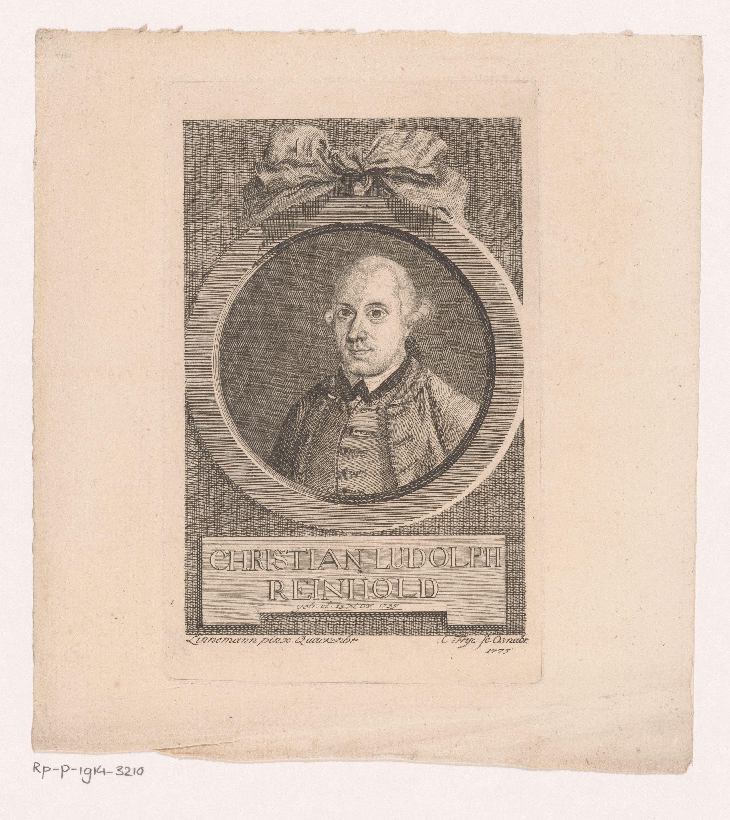 Portret van Christian Ludwig Reinhold