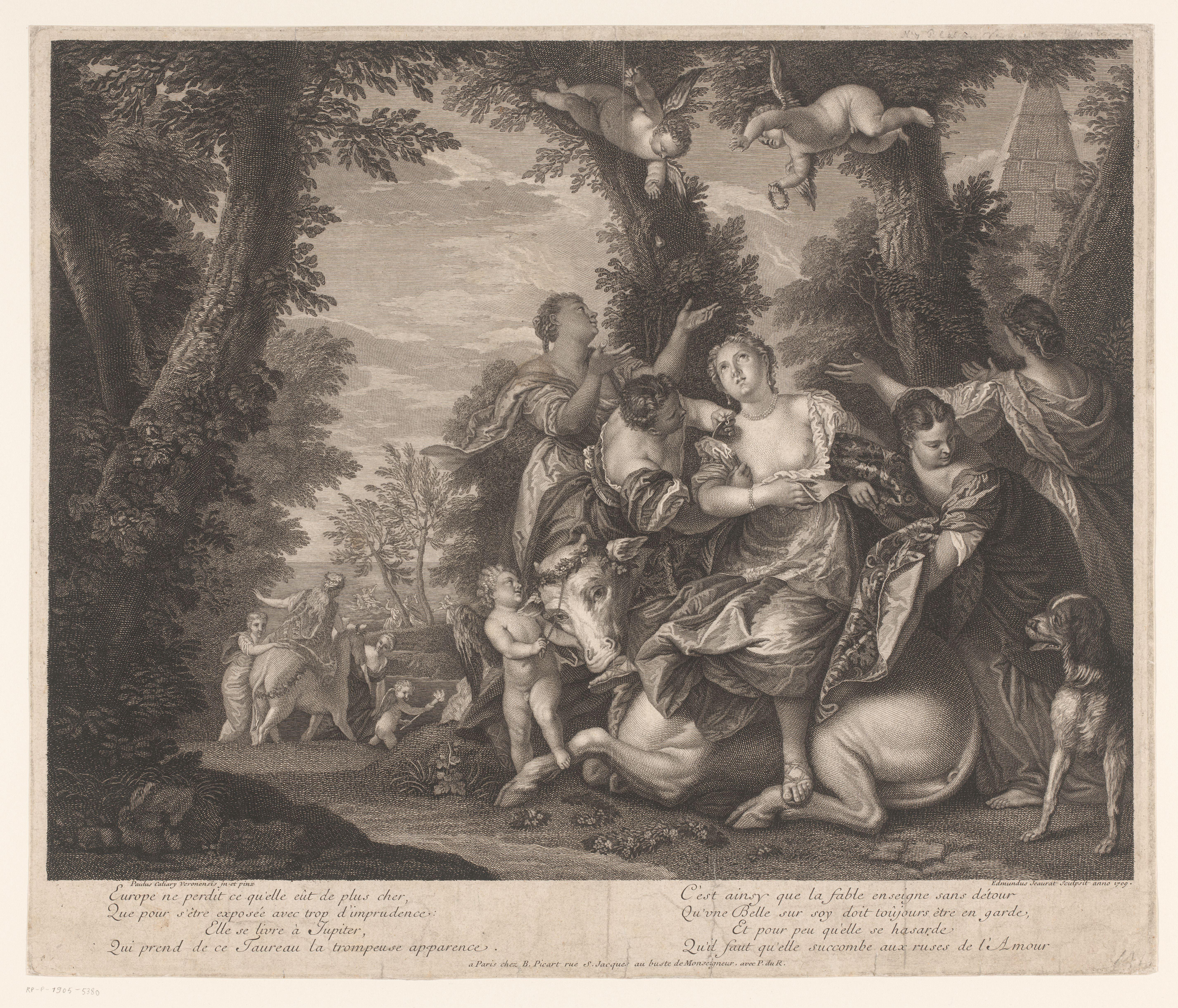 Europa en Jupiter in een landschap met bomen