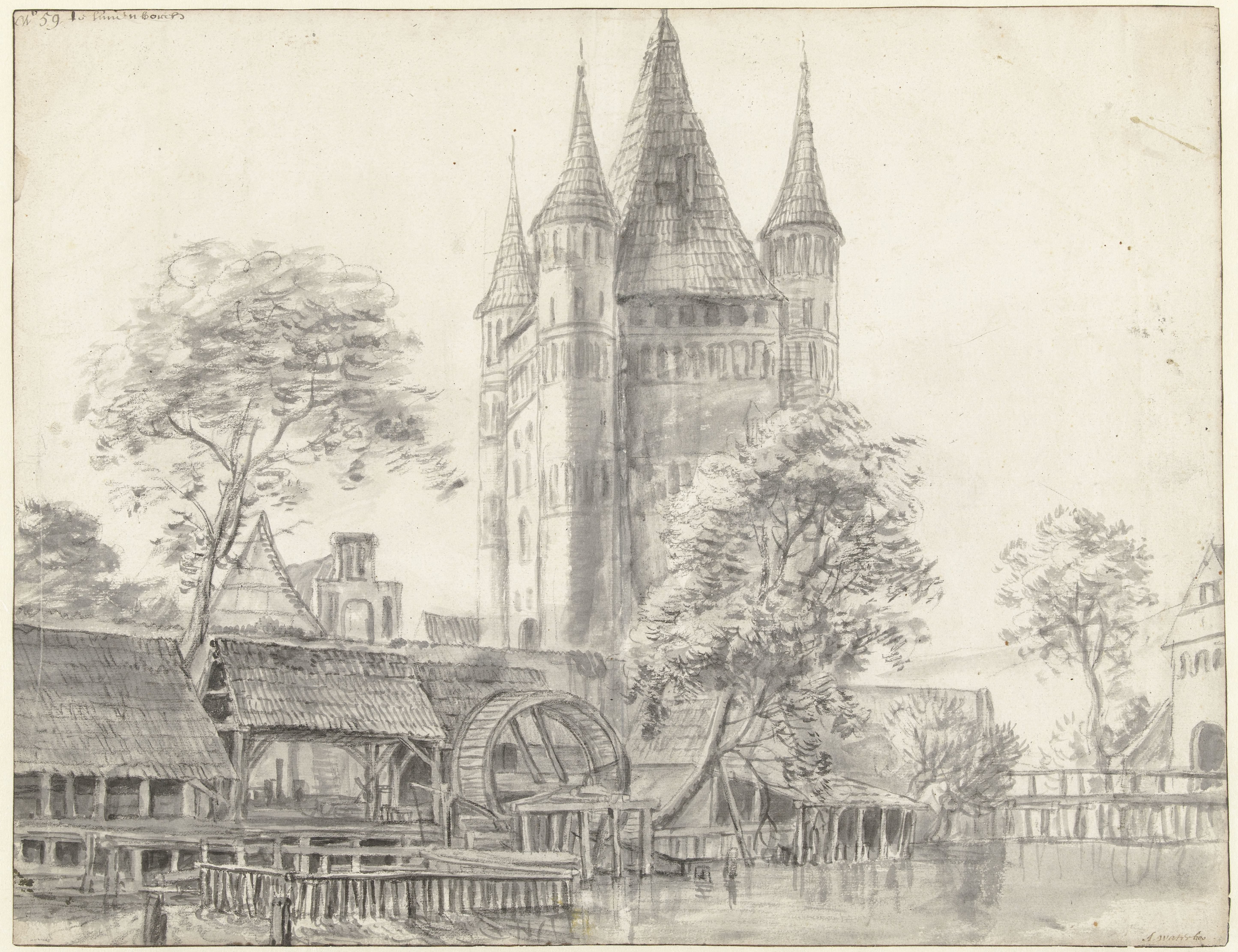 Stadspoort Altenbrücker Tor en watermolen te Lüneburg bij Hamburg