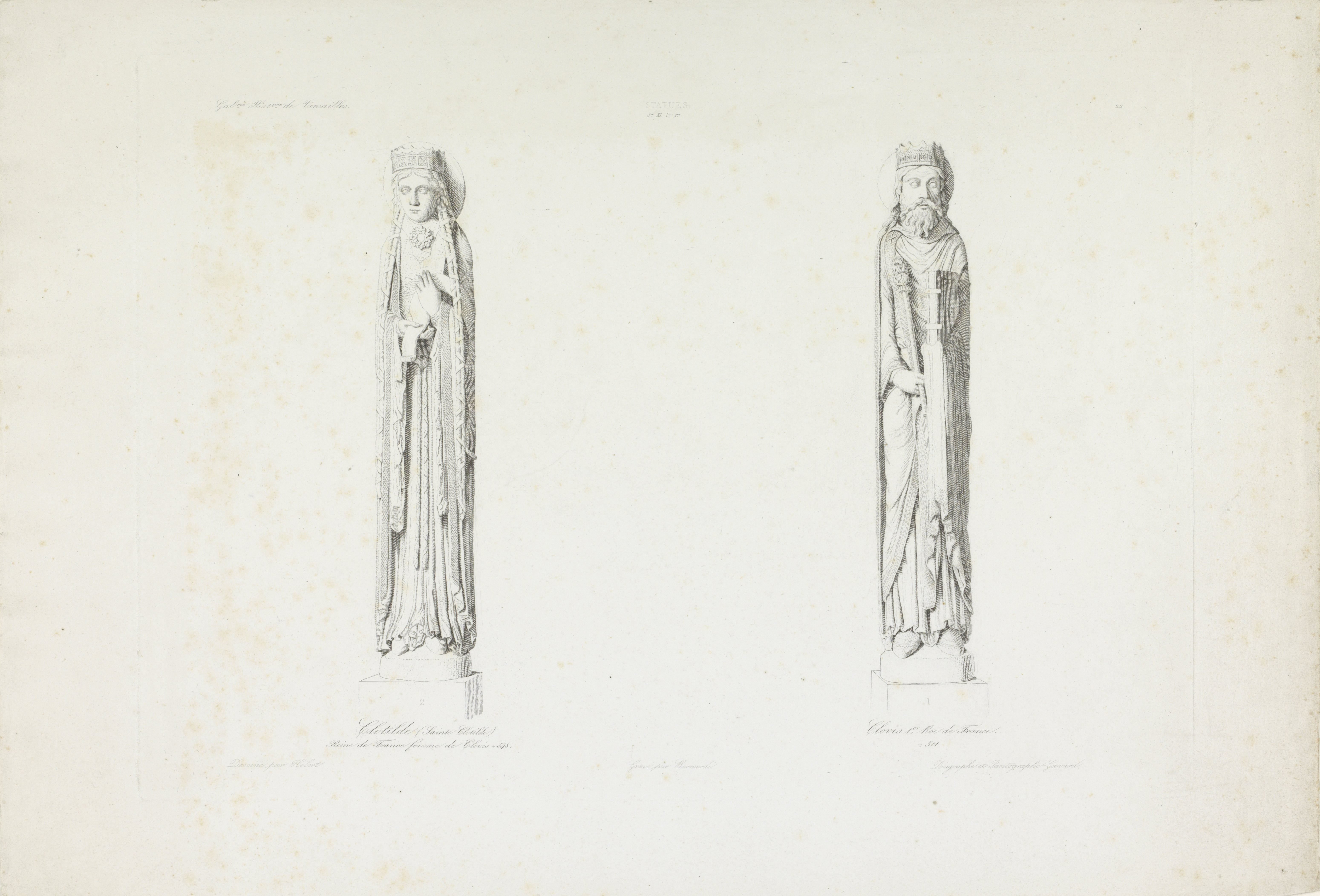 Sculpturen van Clothilde en Clovis I uit de Notre-Dame de Corbeil