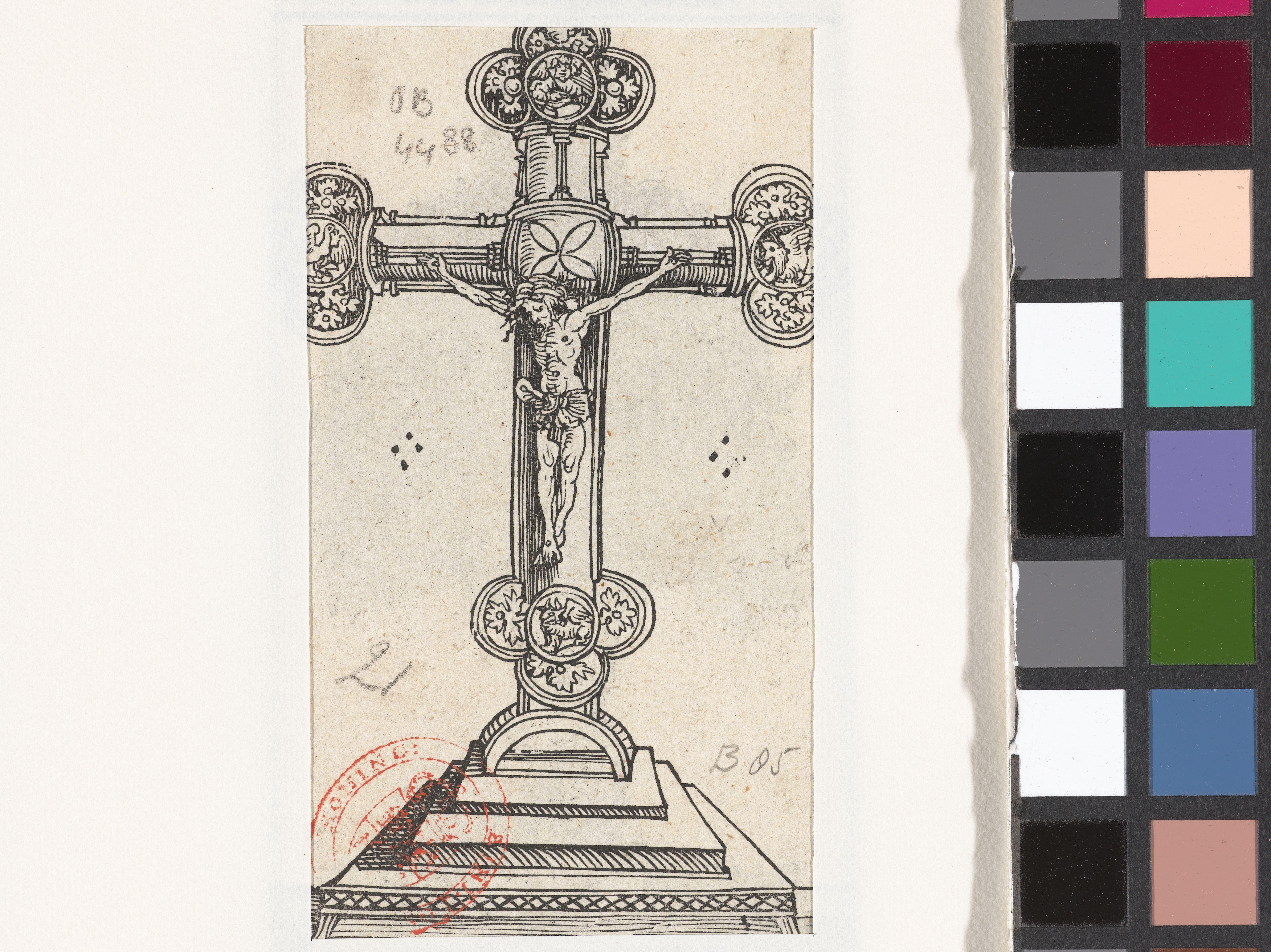 Crucifix of klaverkruis op een voet
