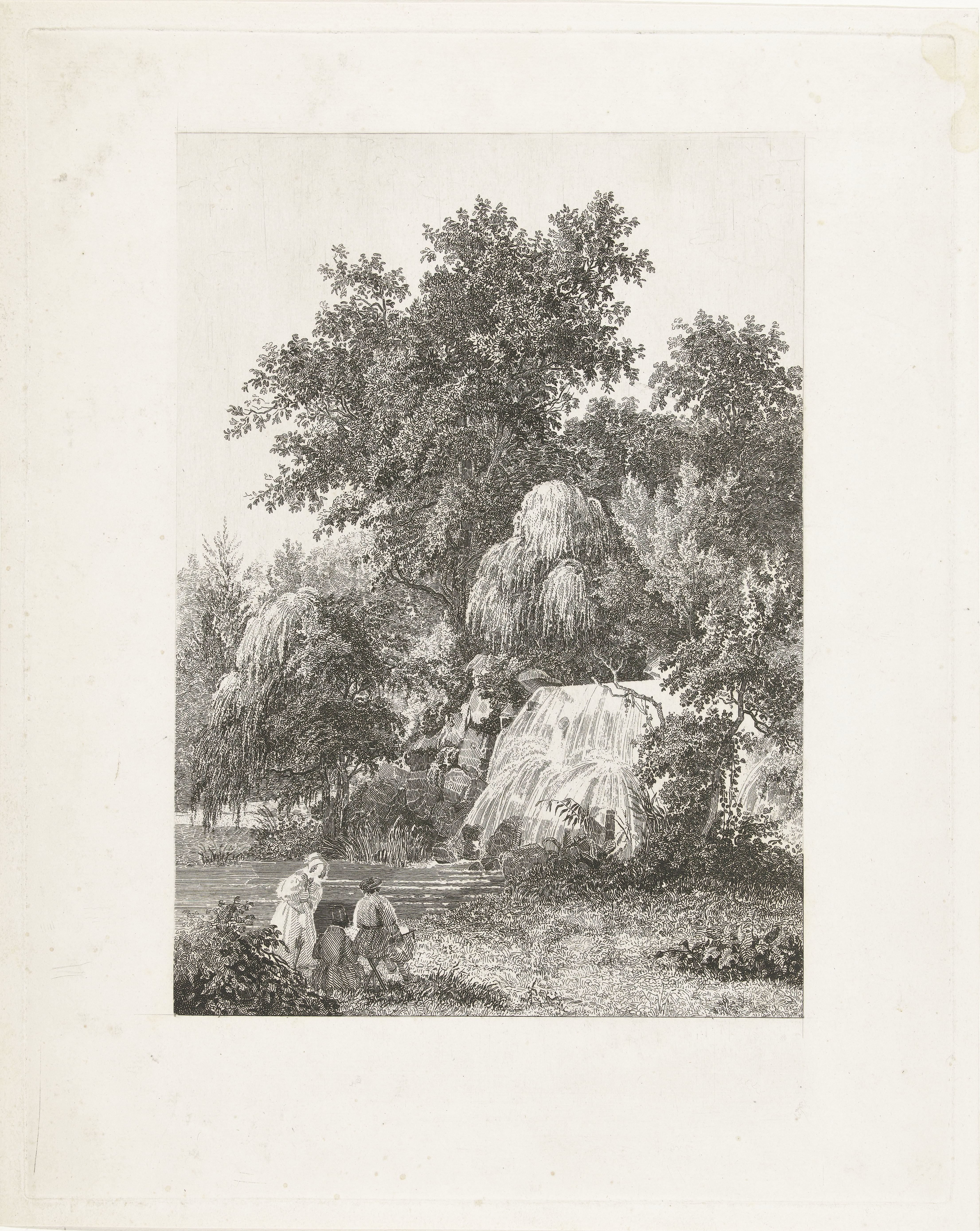 Gezicht op de waterval op landgoed Sonsbeek
