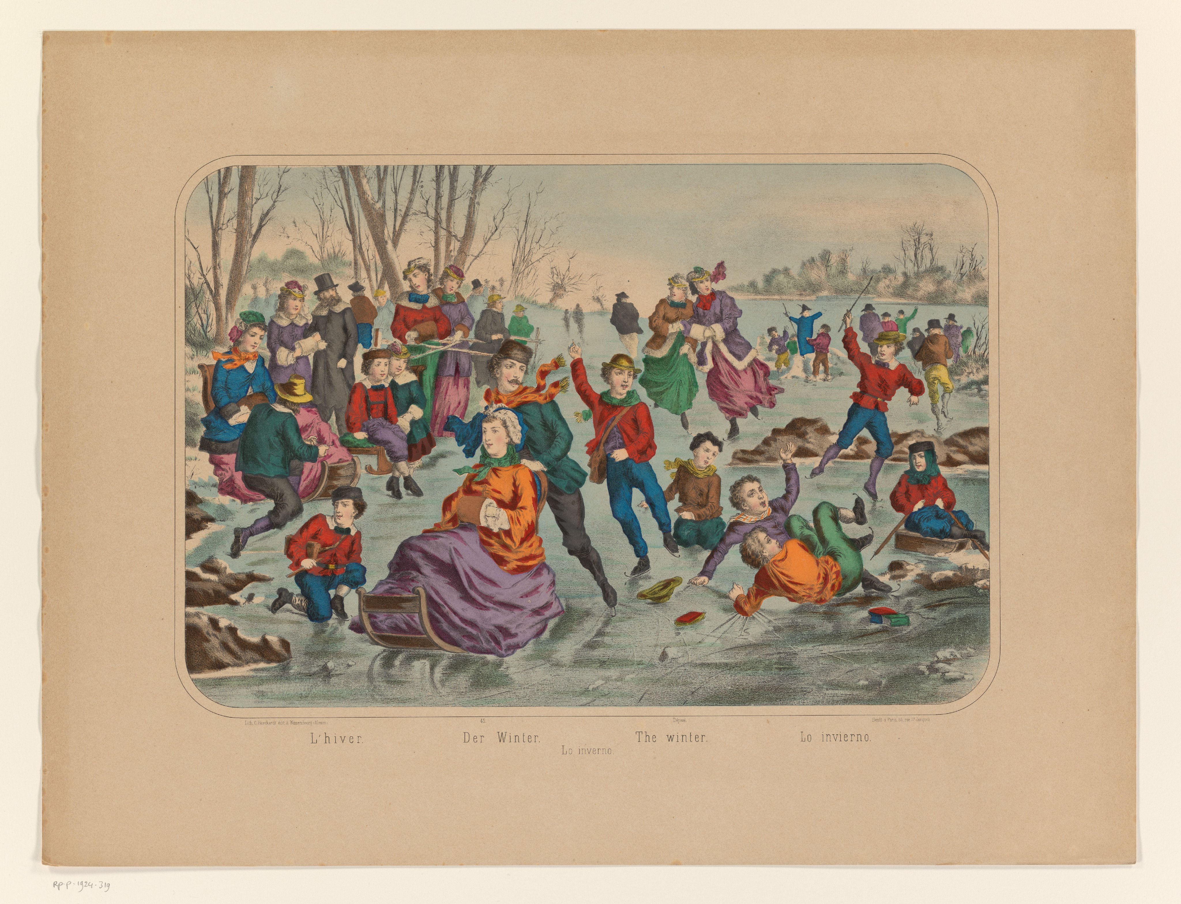 Winterlandschap met schaatsers