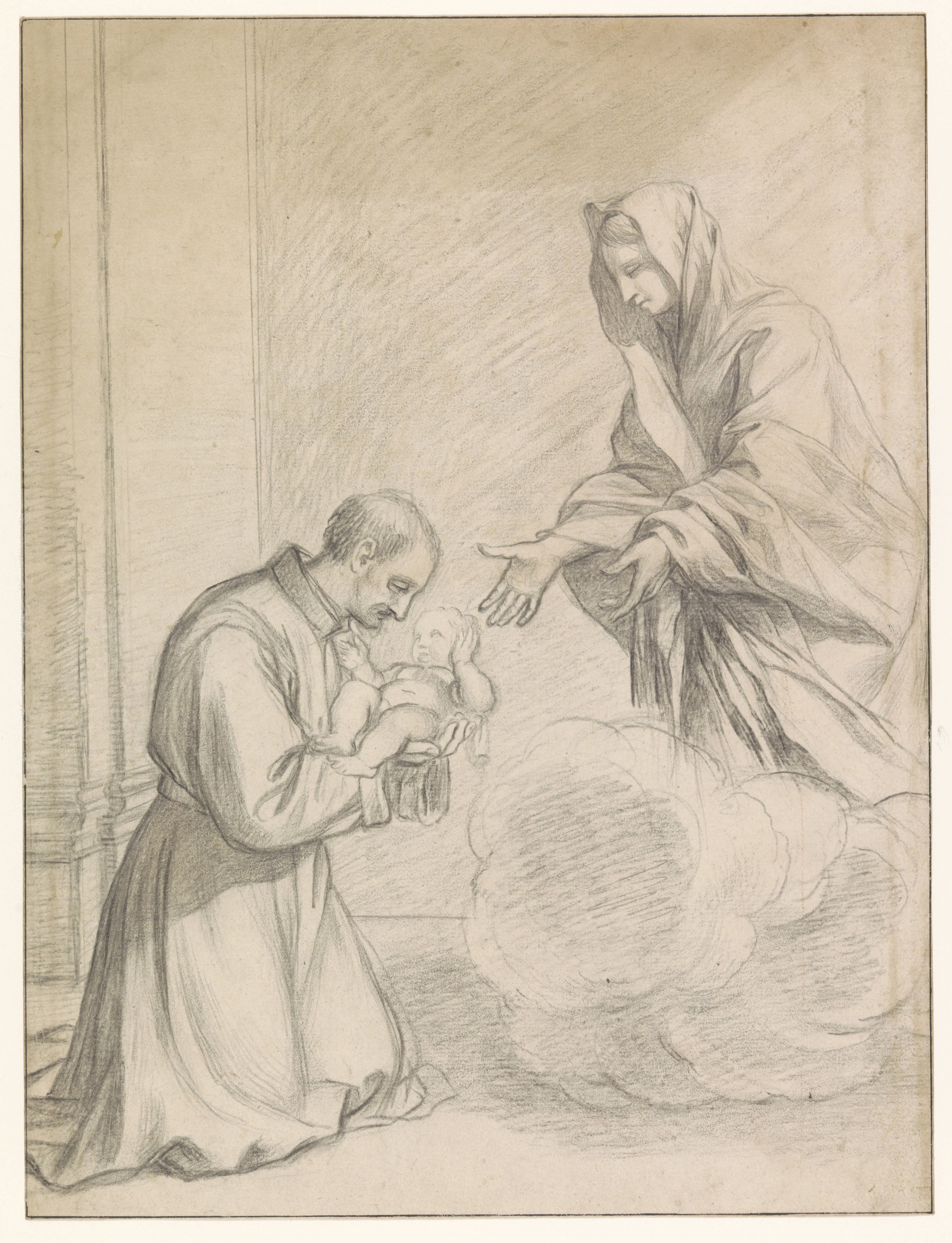 De H. Cajetanus van Thiene neemt van Maria het Christuskind in de armen
