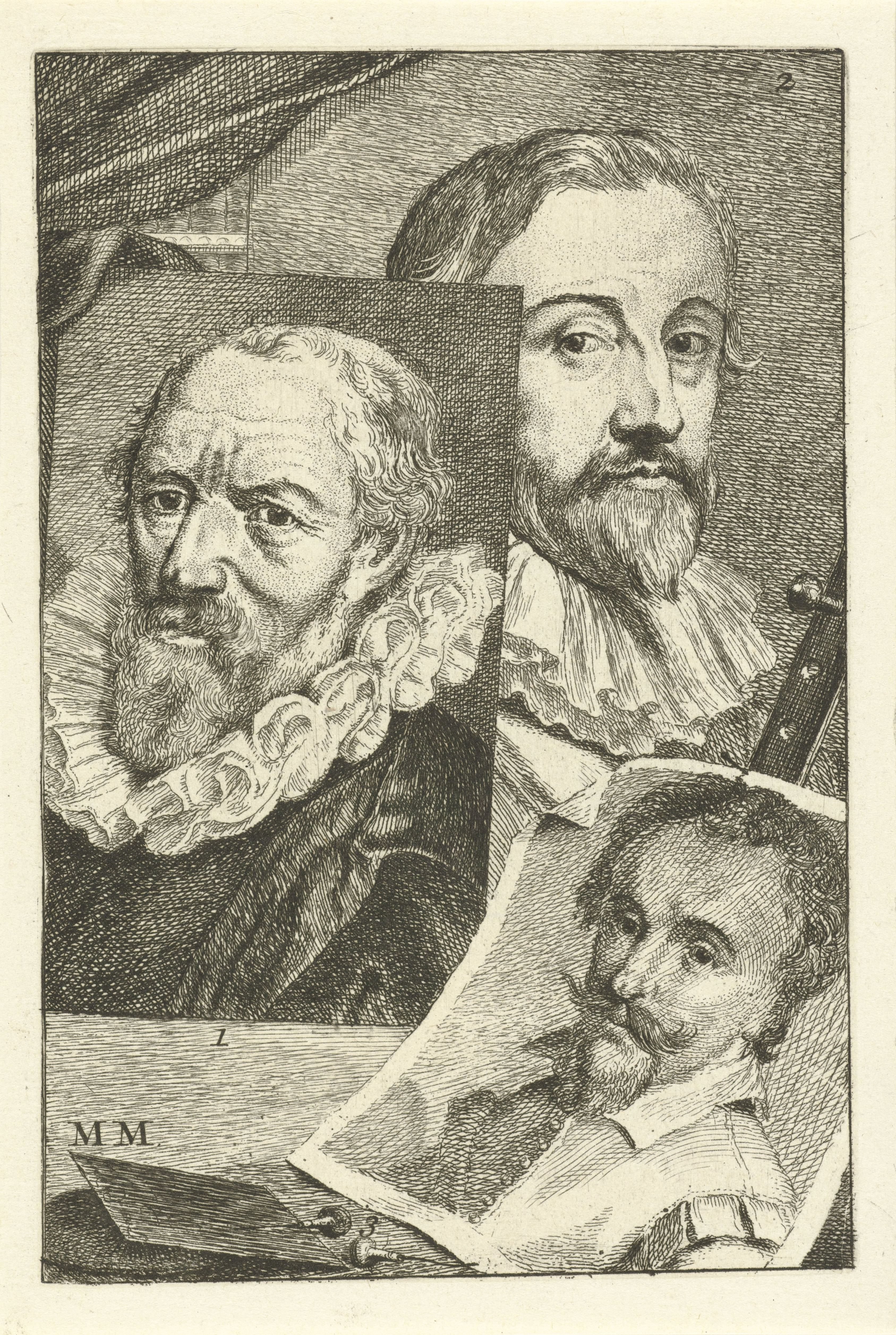 Portretten van Jacob Matham, Pieter de Jode I en Adam Elsheimer