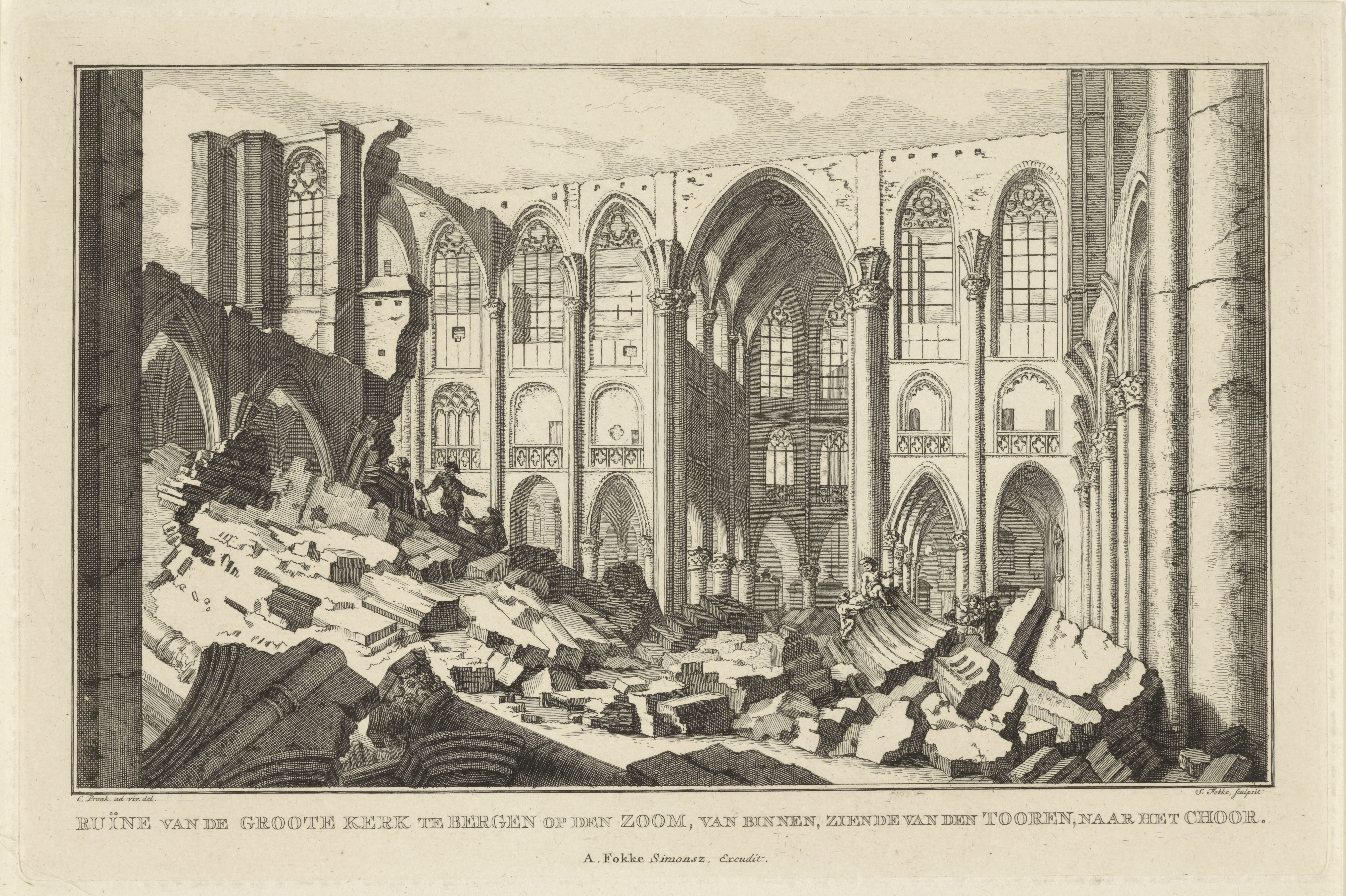 Ruïne van de Grote Kerk van Bergen op Zoom, 1748