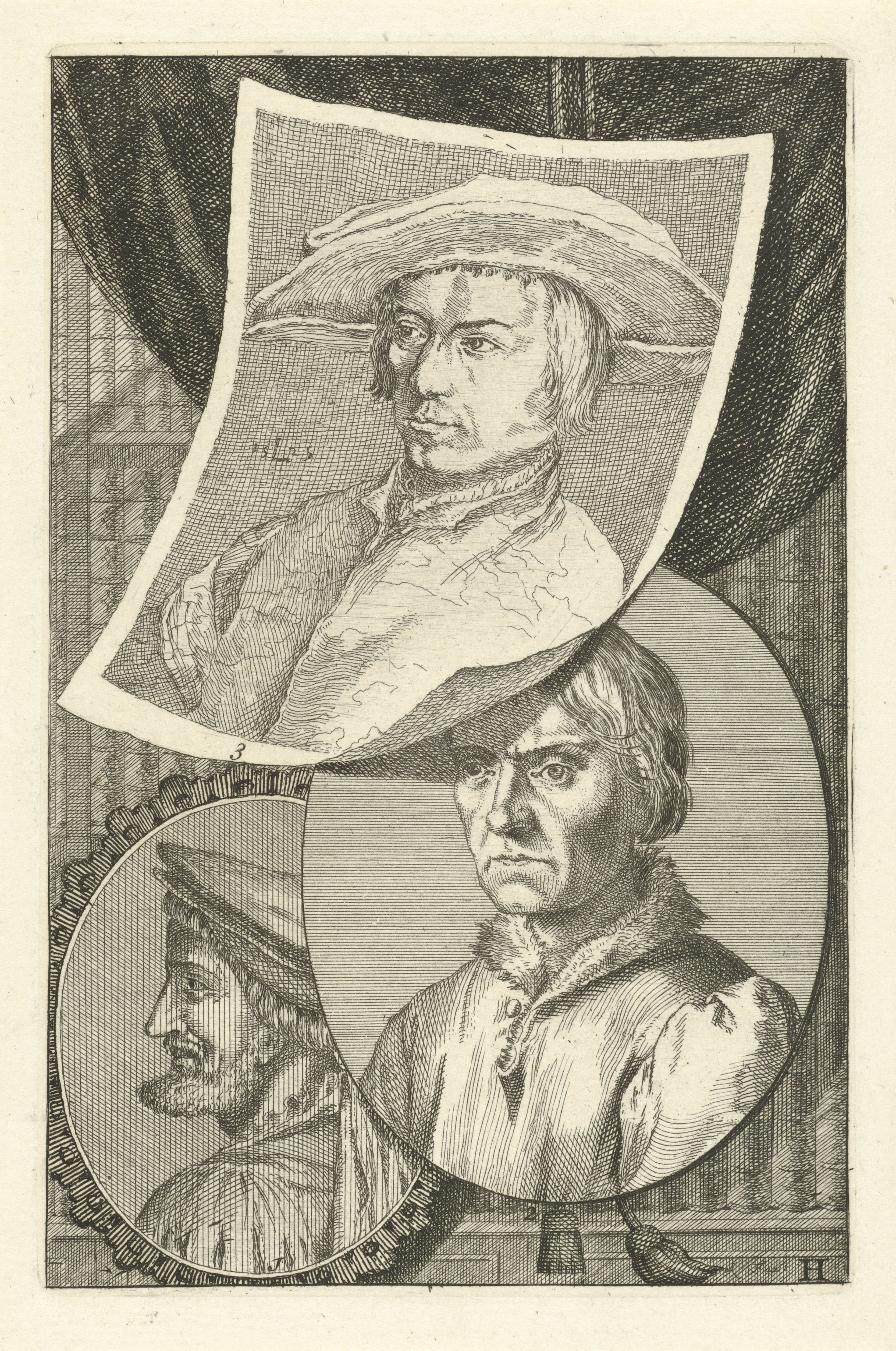 Portretten van Cornelis Engebrechtsz., Bernard van Orley en Lucas van Leyden