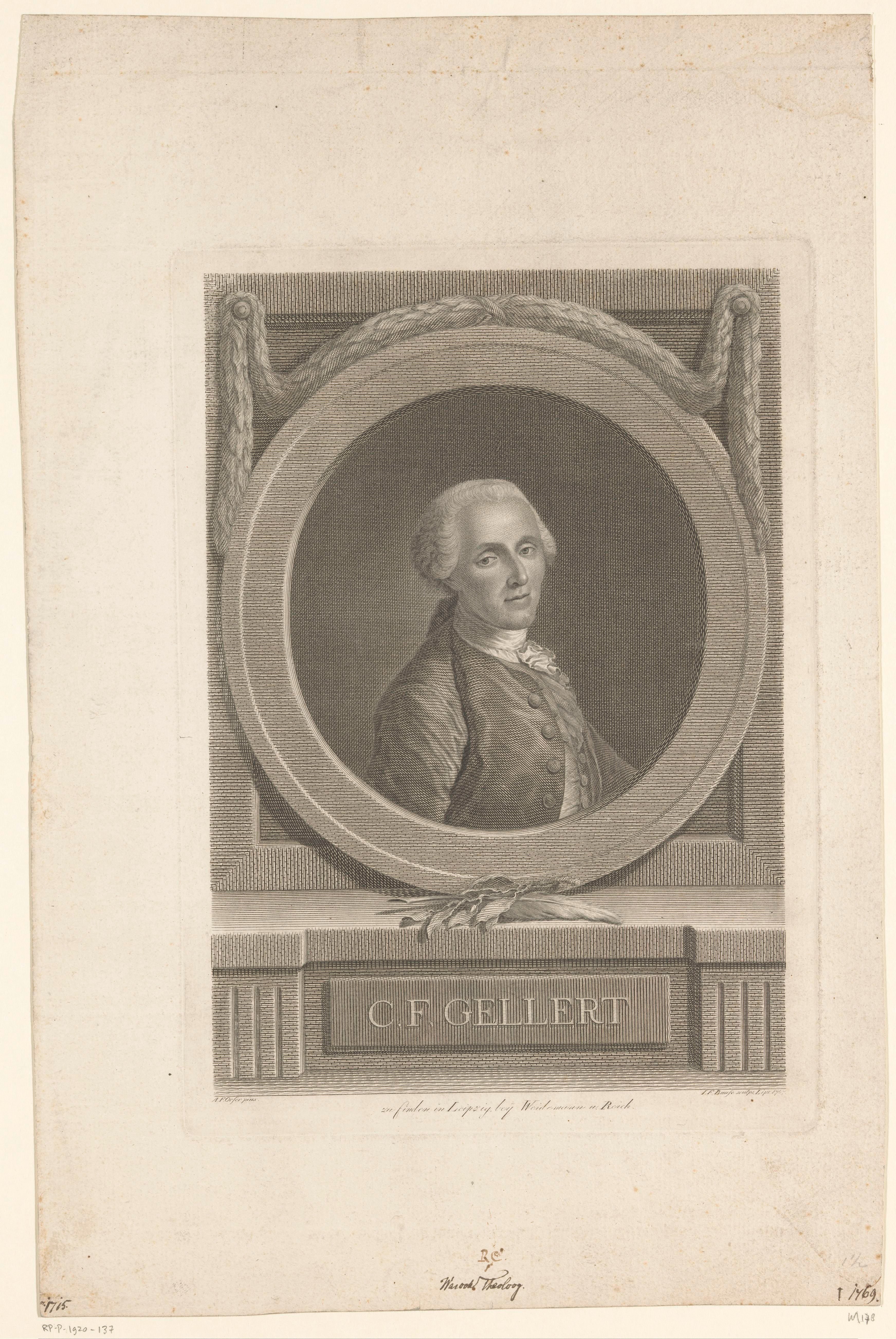 Portret van Christian Furchtegott Gellert