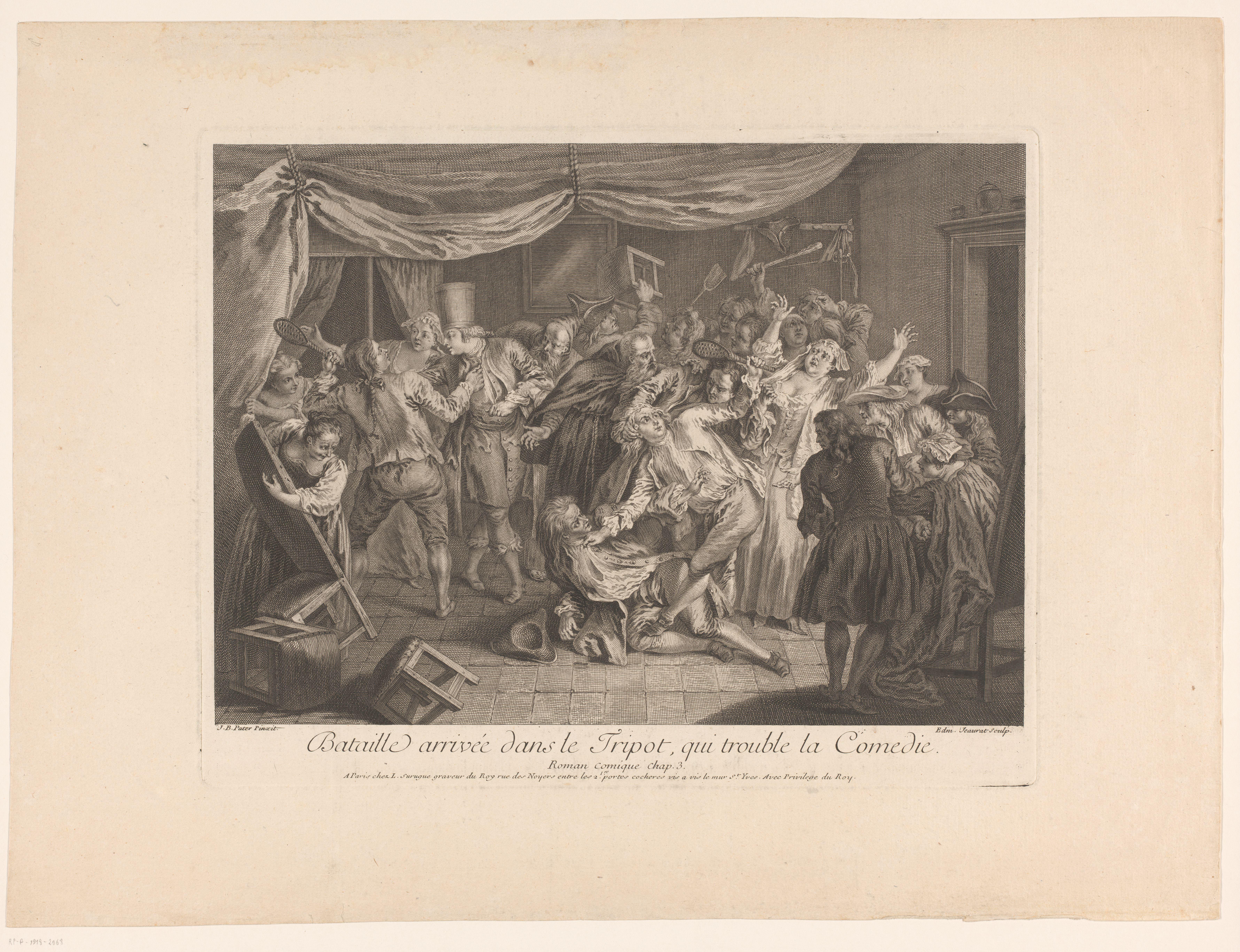 Toneelscène uit Paul Scarron's Roman Comique
