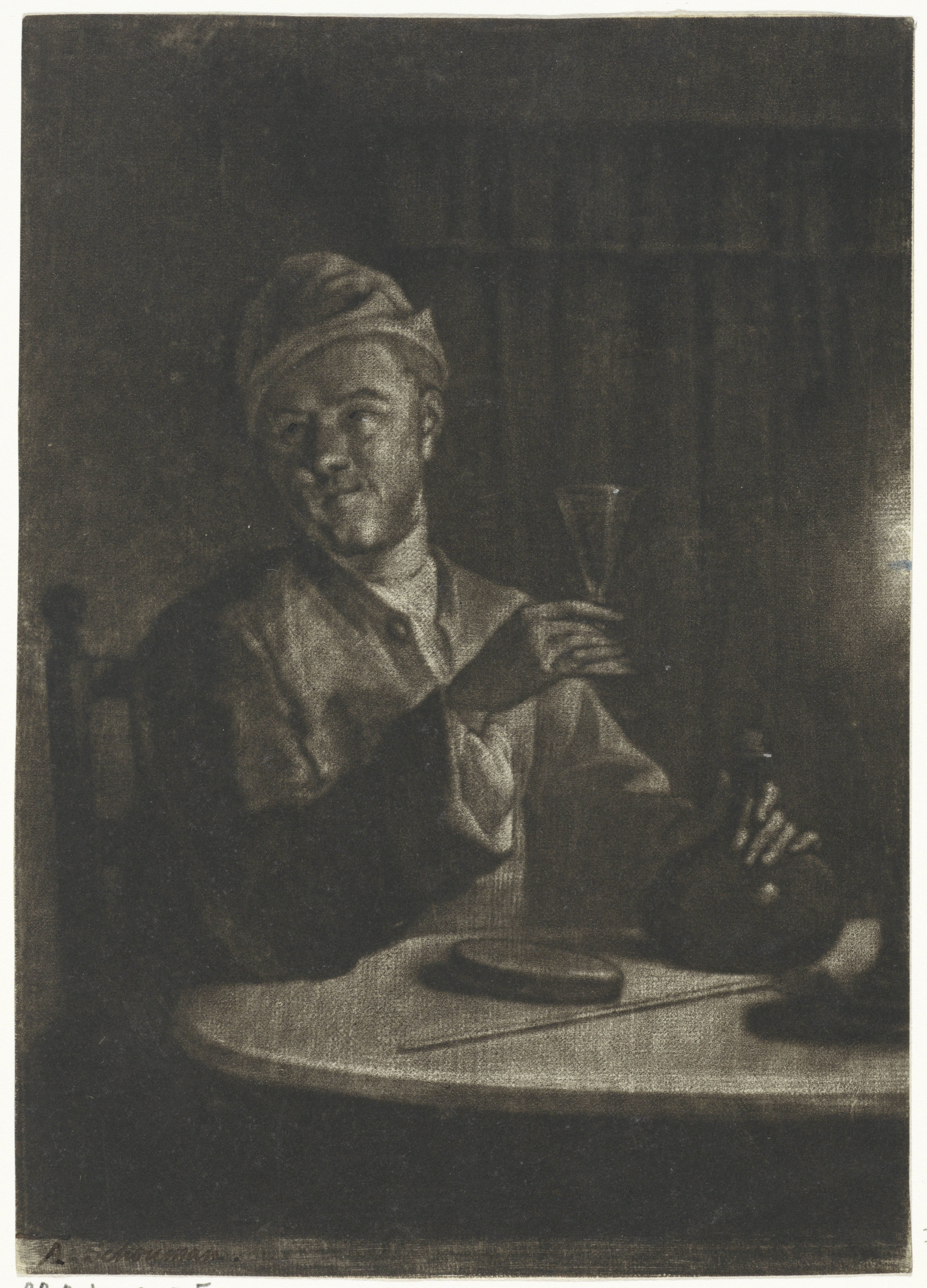 Man met opgeheven glas