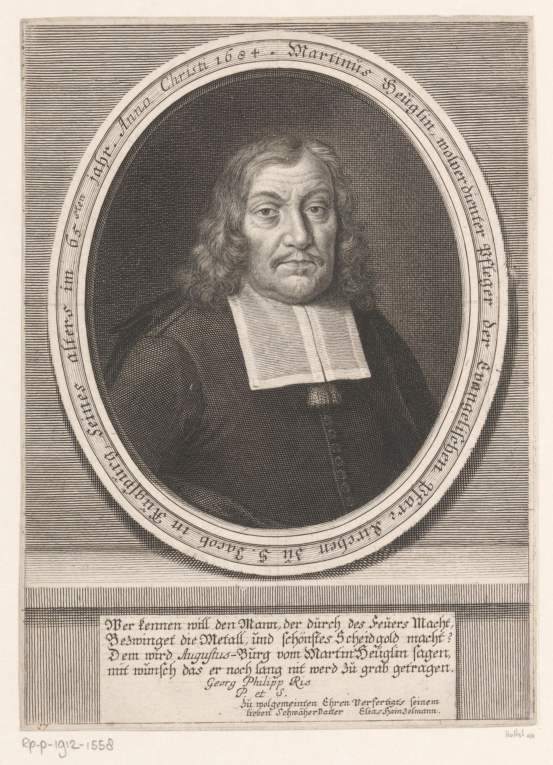 Portret van Martin Heuglin op 65-jarige leeftijd