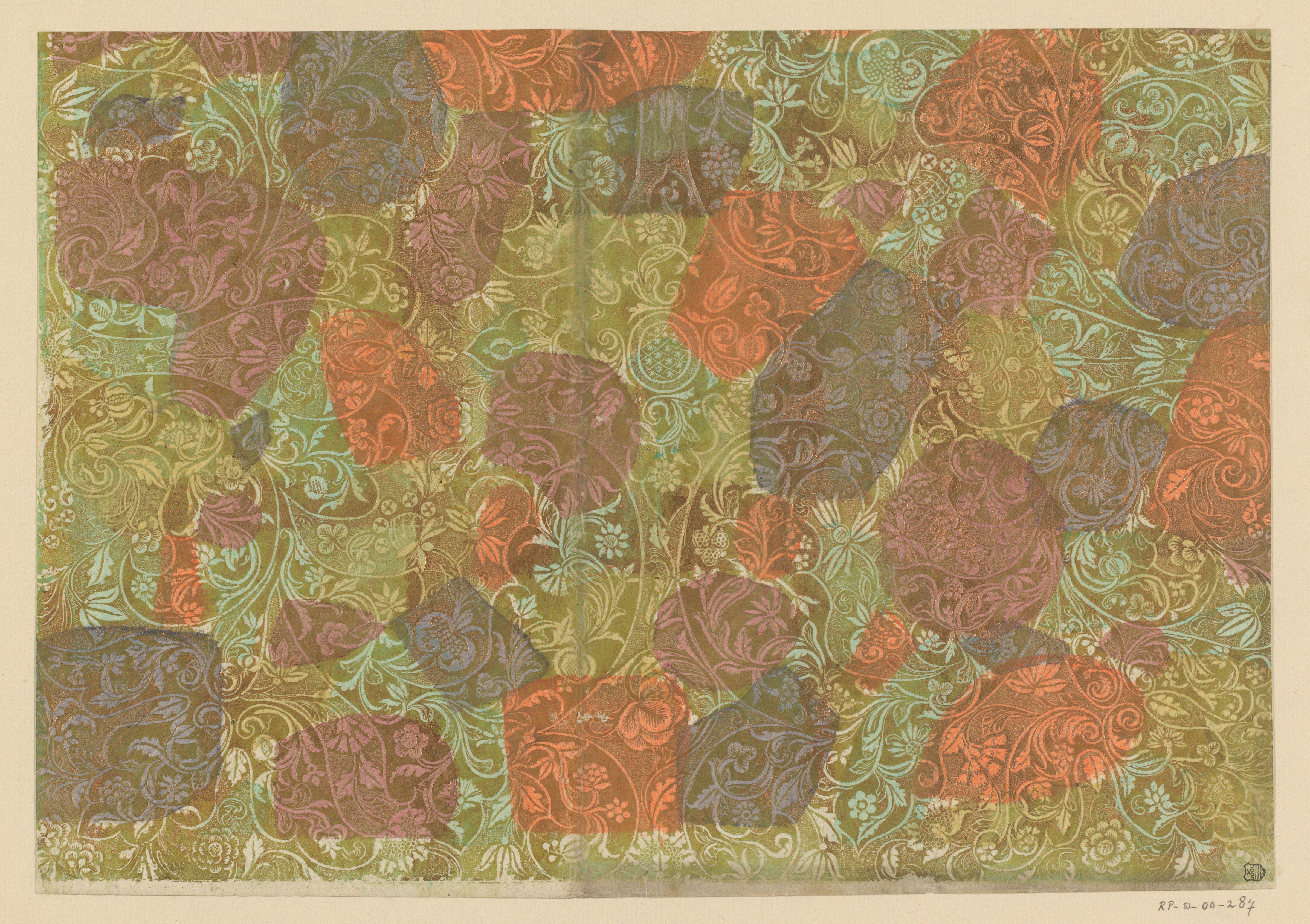 Blad met bloemen en vruchten