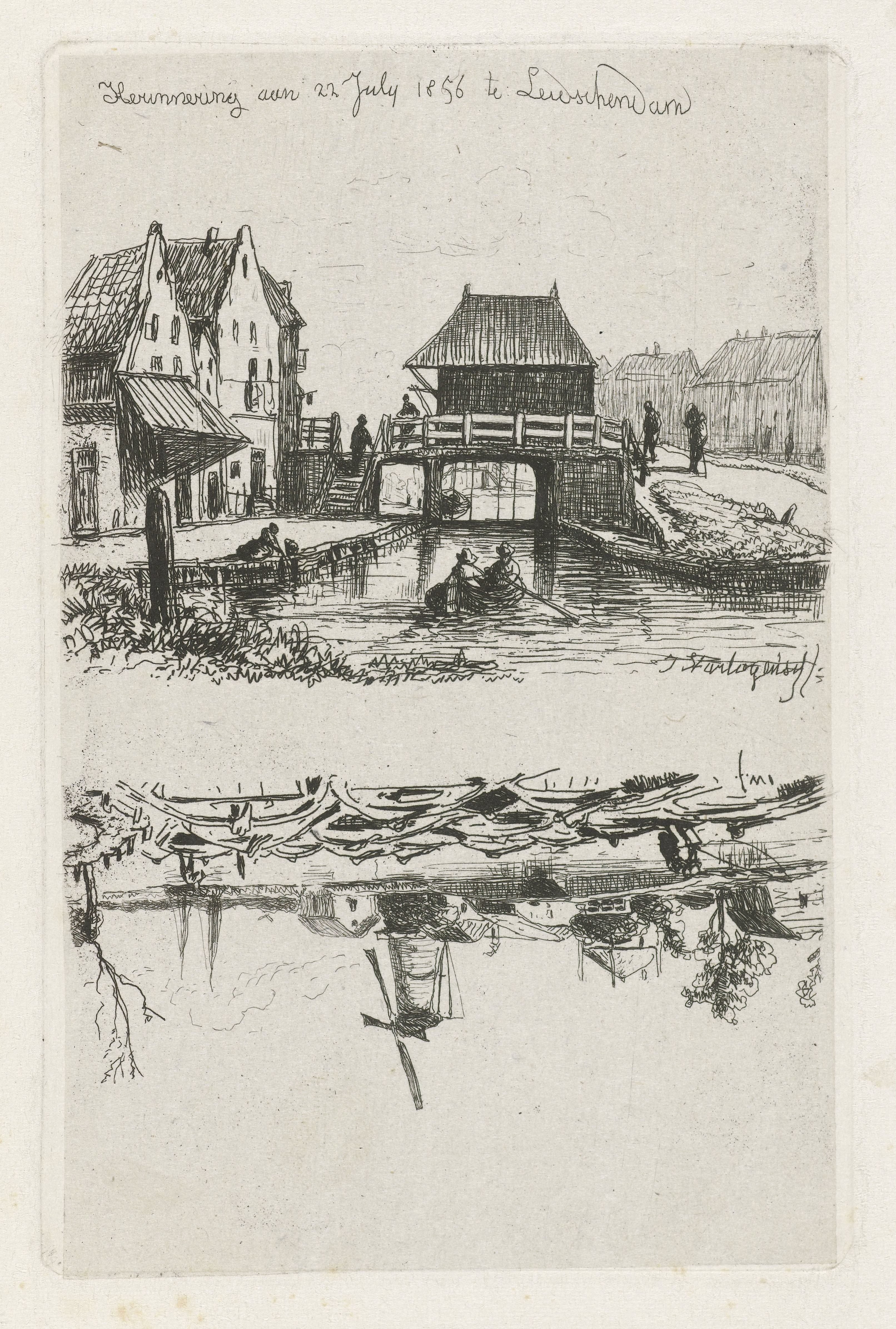 Gezicht op een brug over een gracht