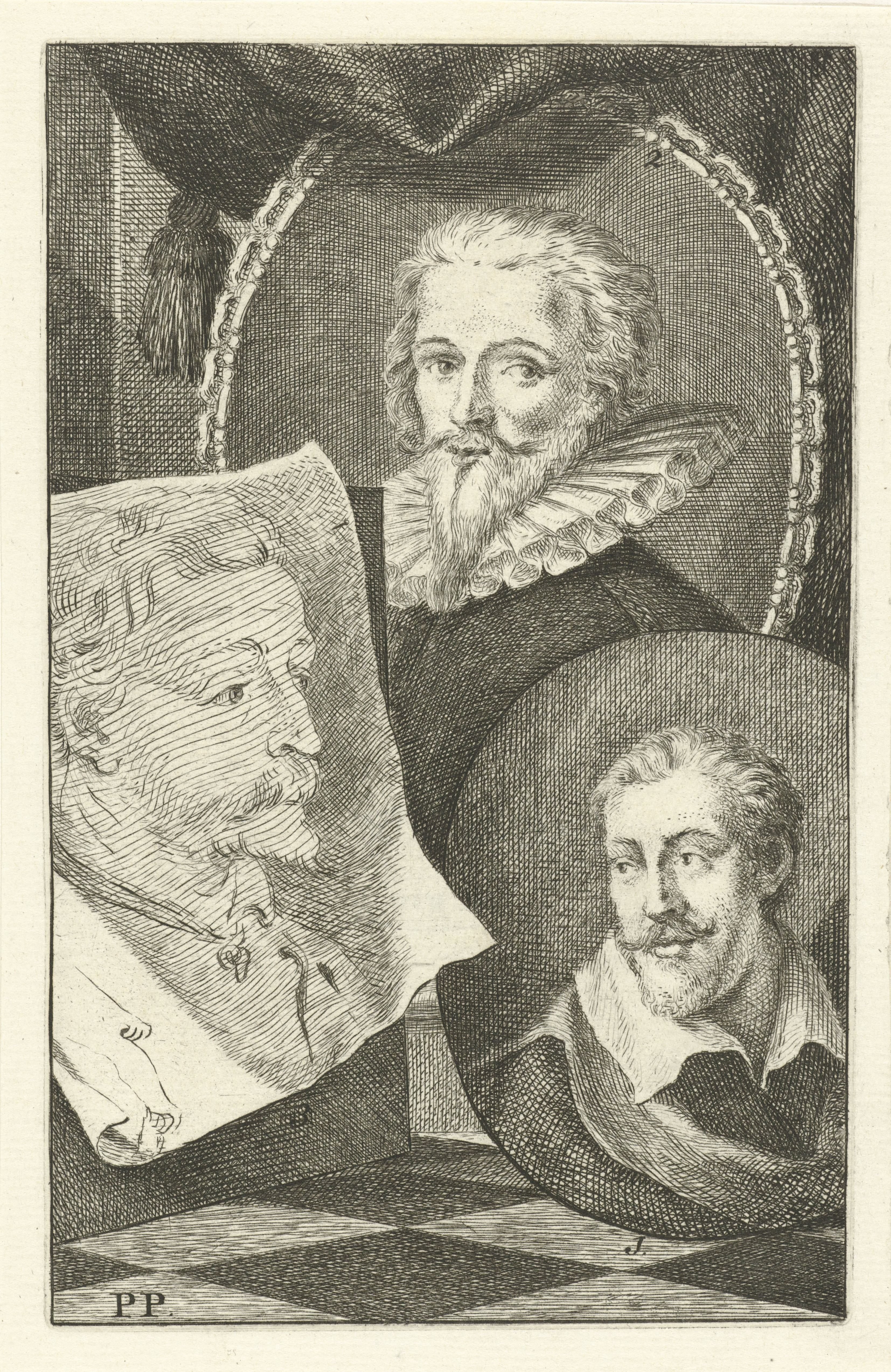 Portretten van Joseph Heintz de Oude, Nicolaas Kornelisz van Delff en Cornelis IJsbrandsz Cuffeus