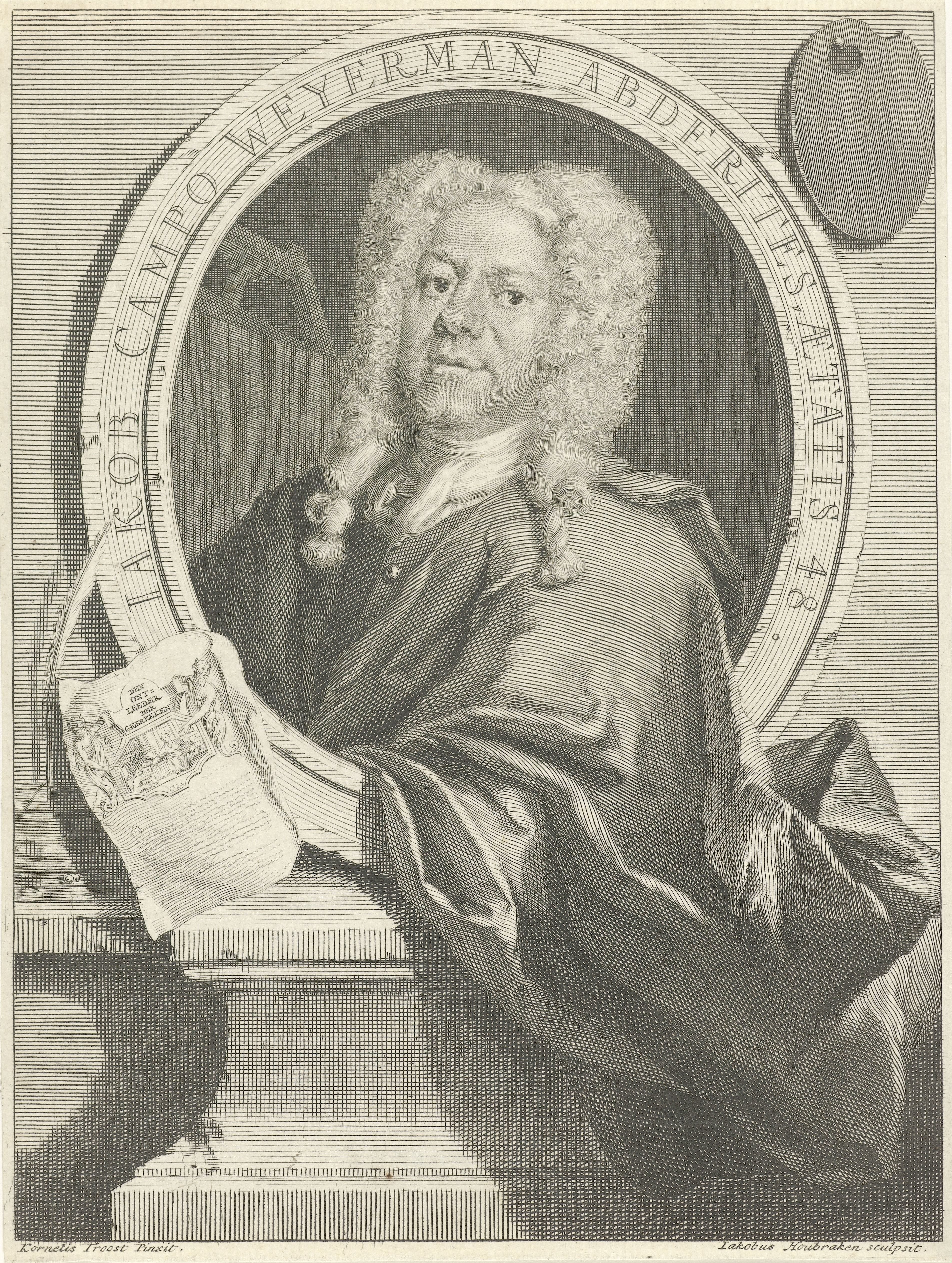 Portret van Jacob Campo Weyerman op 48-jarige leeftijd
