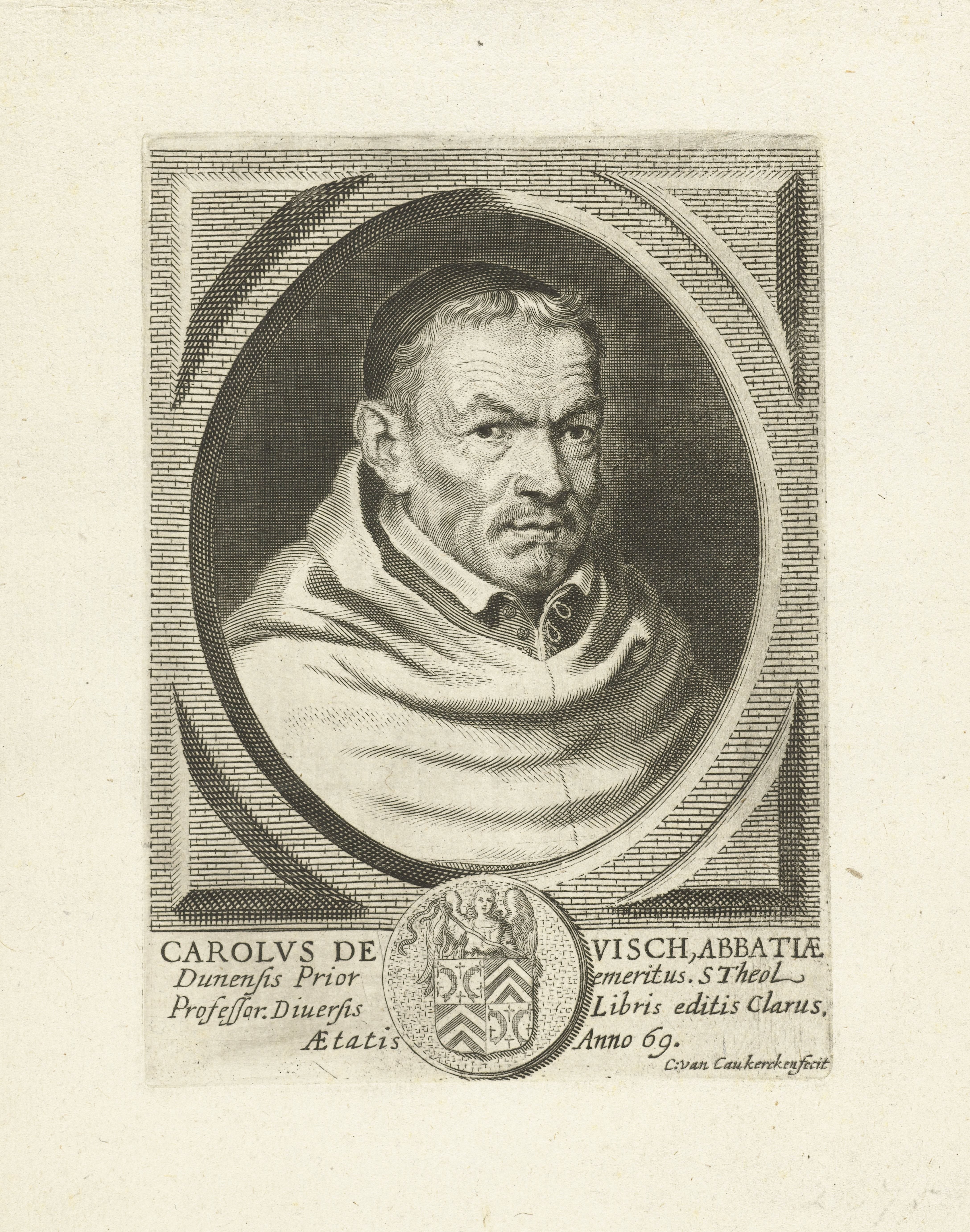 Portret van Carolus de Visch op 69-jarige leeftijd