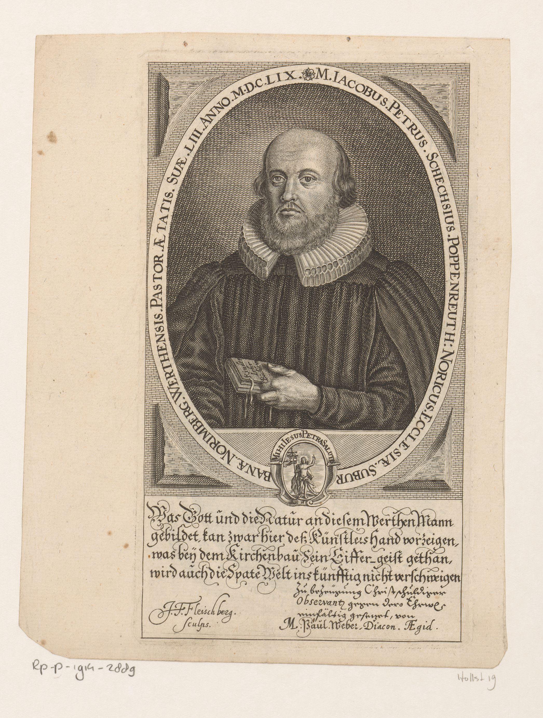 Portret van Jakob Peter Schechs op 53-jarige leeftijd