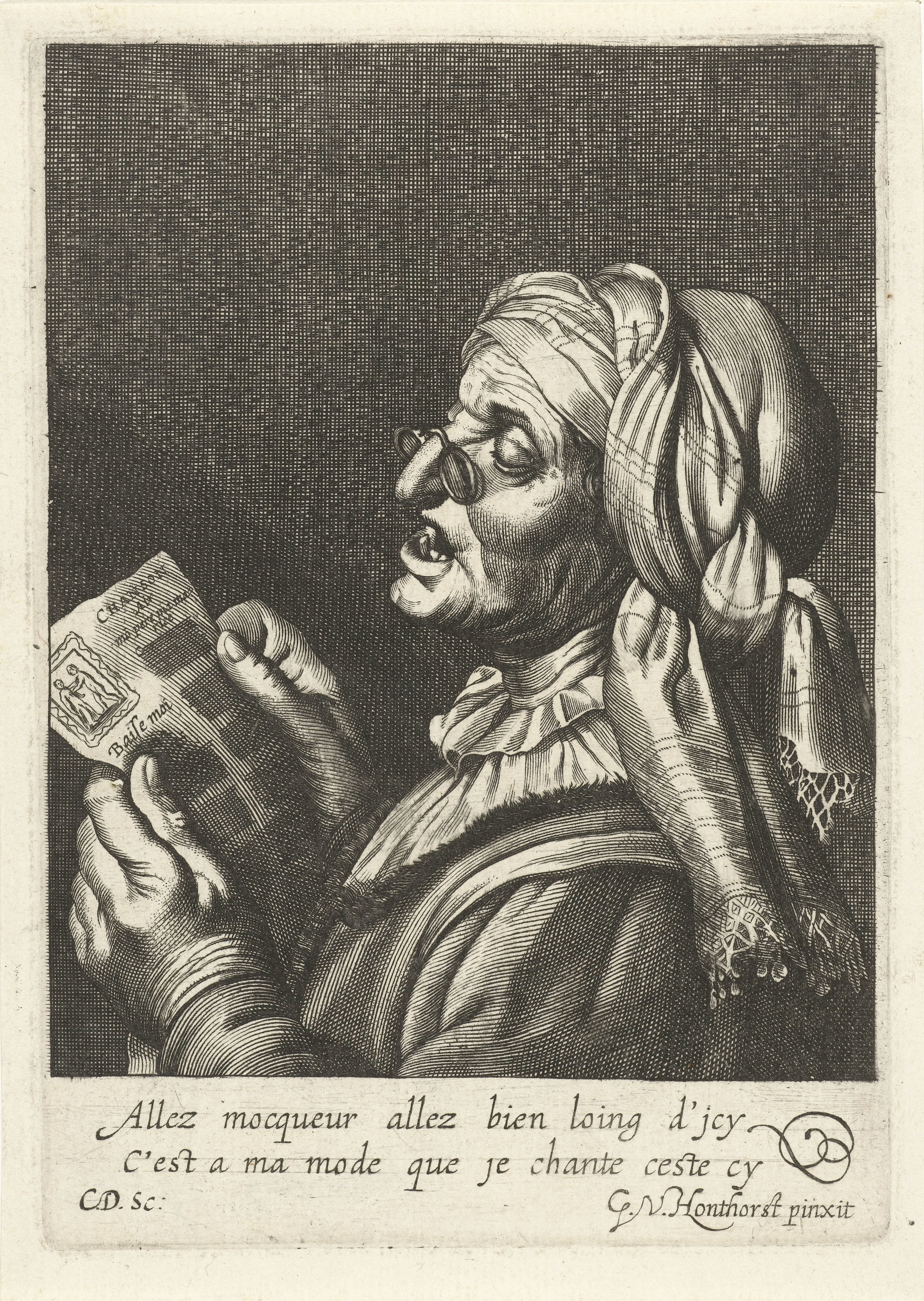 Oude vrouw zingt