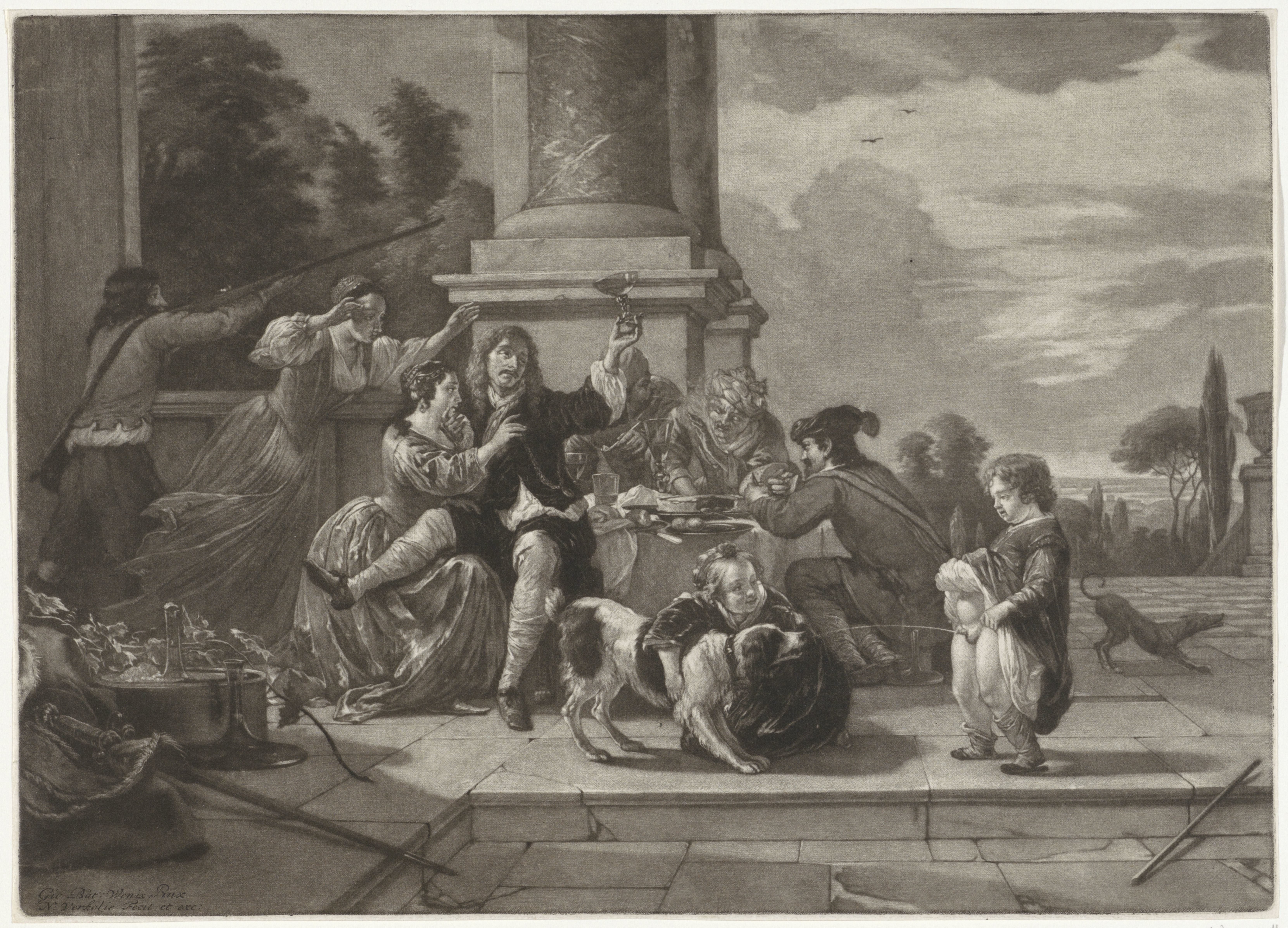 Vrolijk gezelschap op een terras