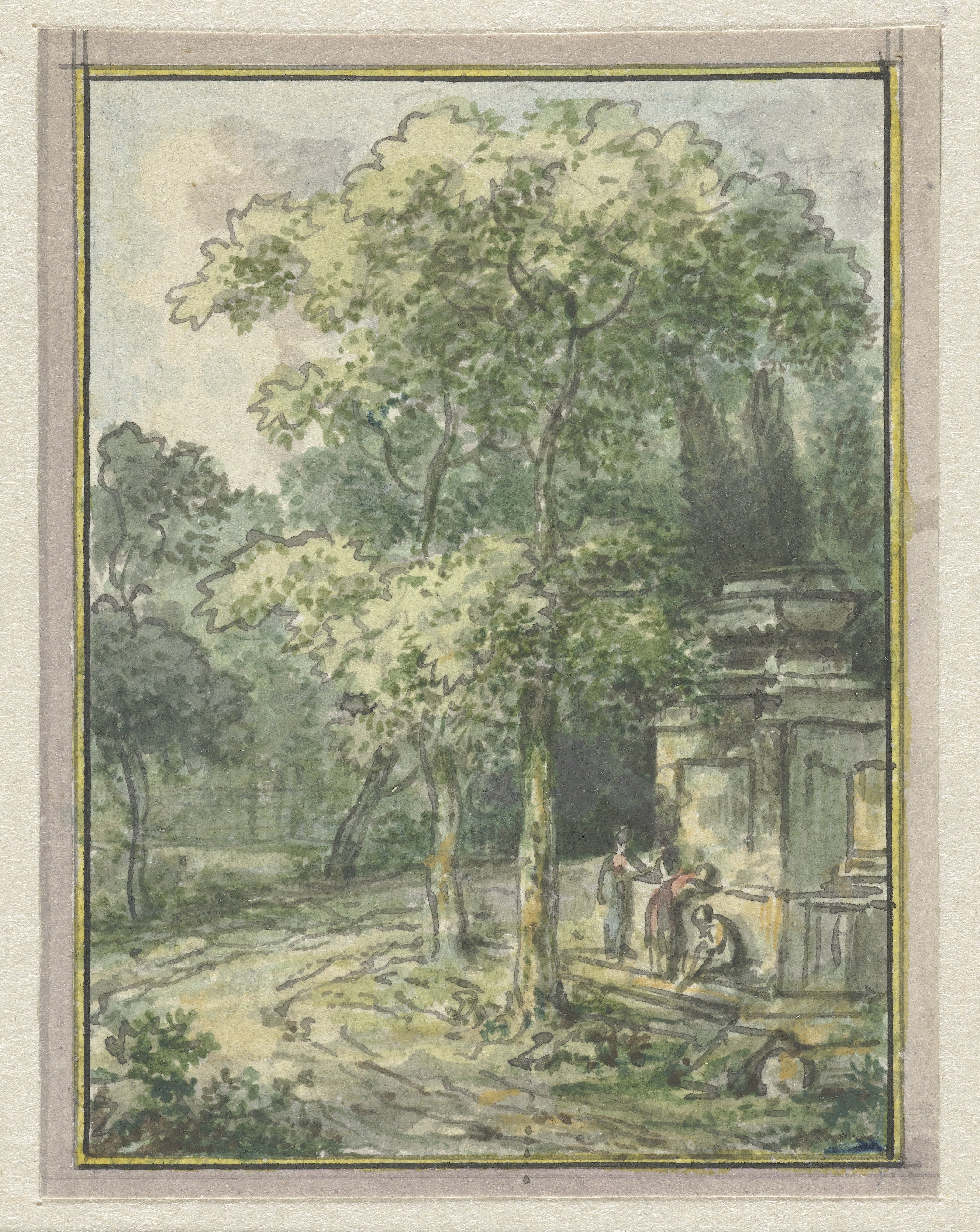 Landschap met fontein
