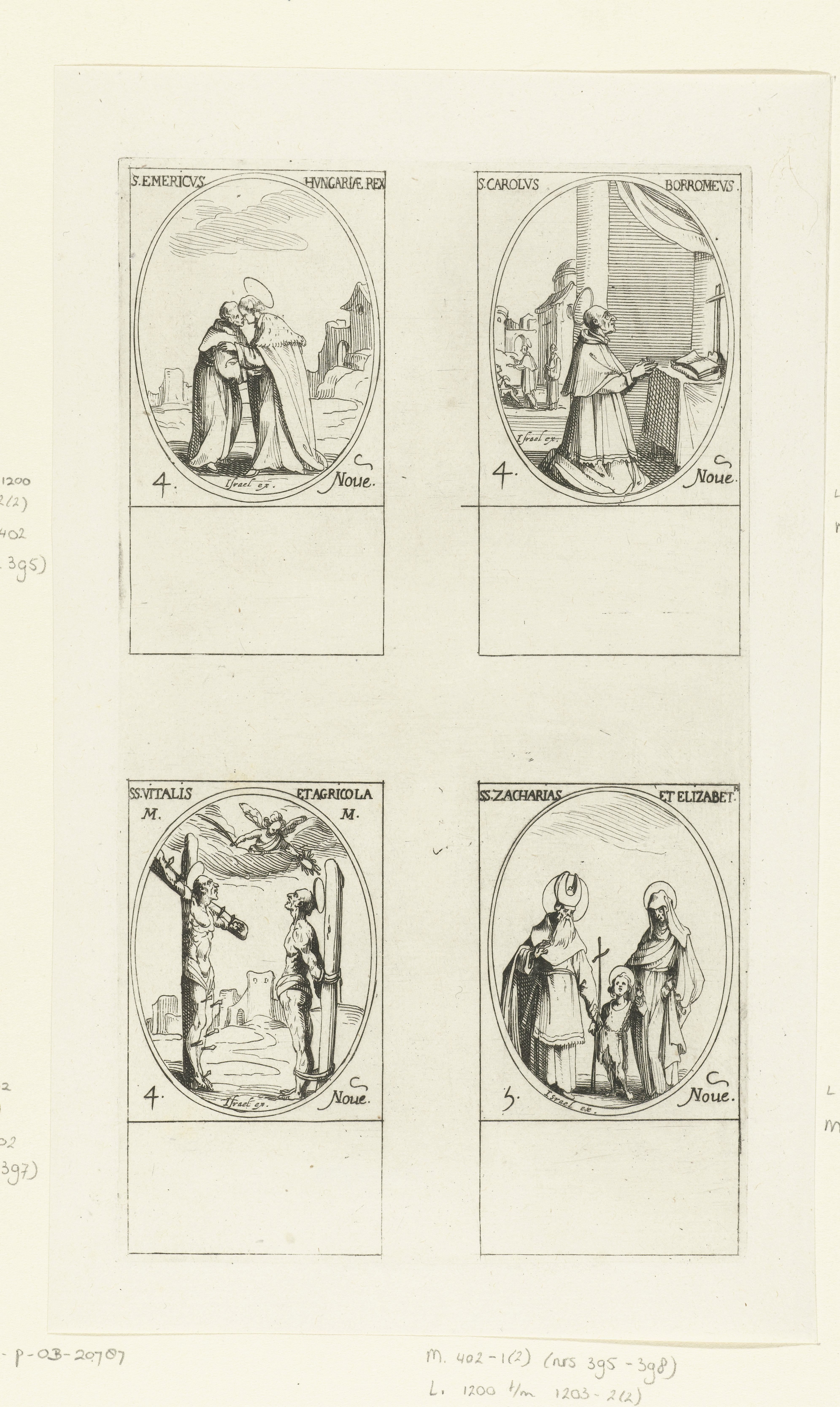 Heilige Emeric van Hongarije, Heilige Carolus Borromaeus, Heilige Vitalis en Heilige Agricola van Bologna, Heilige Zacharias en Heilige Elizabeth met de Heilige Johannes de Doper (4-5 november)