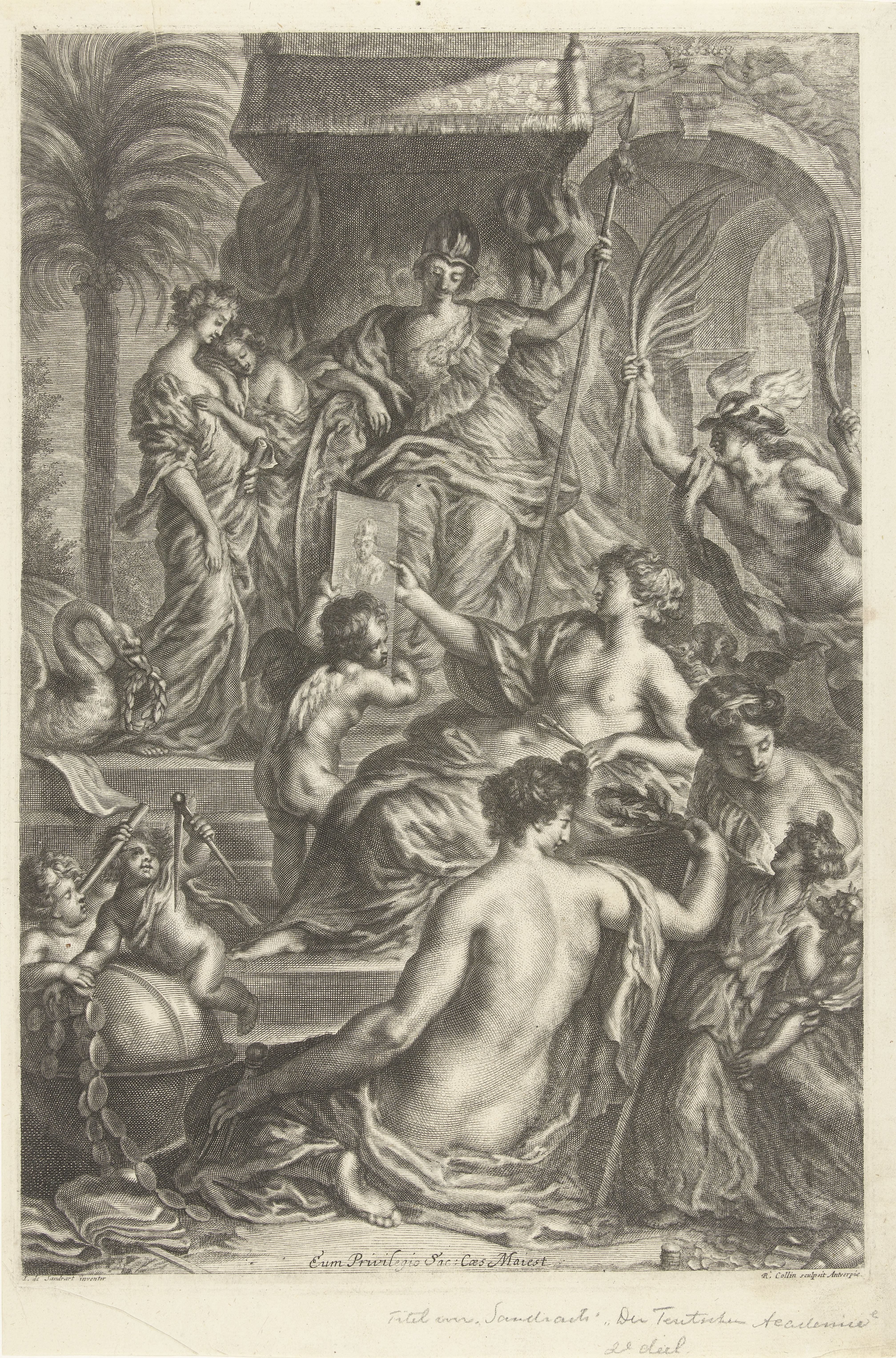 Minerva troont tussen de Kunsten