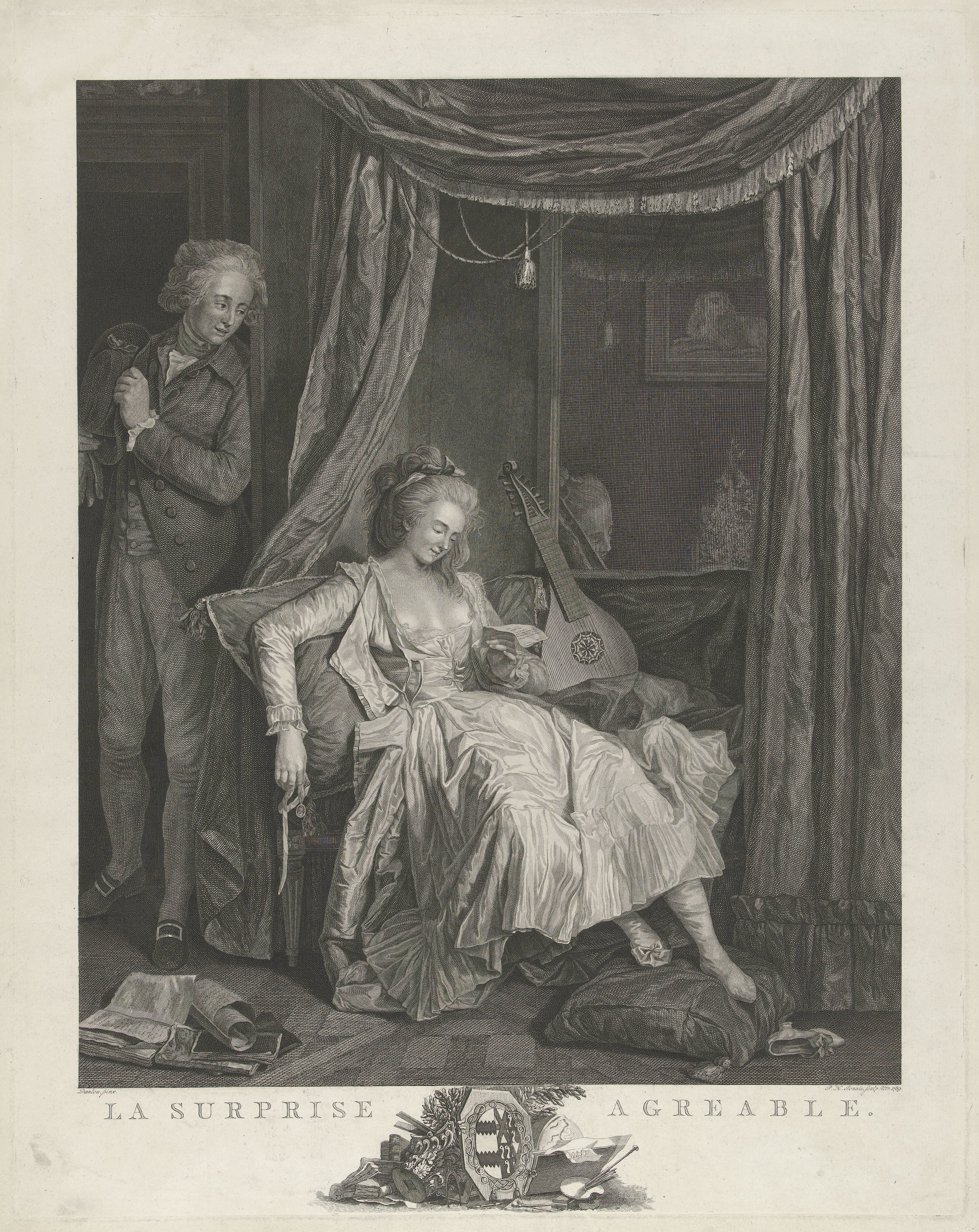 Interieur met brieflezende vrouw