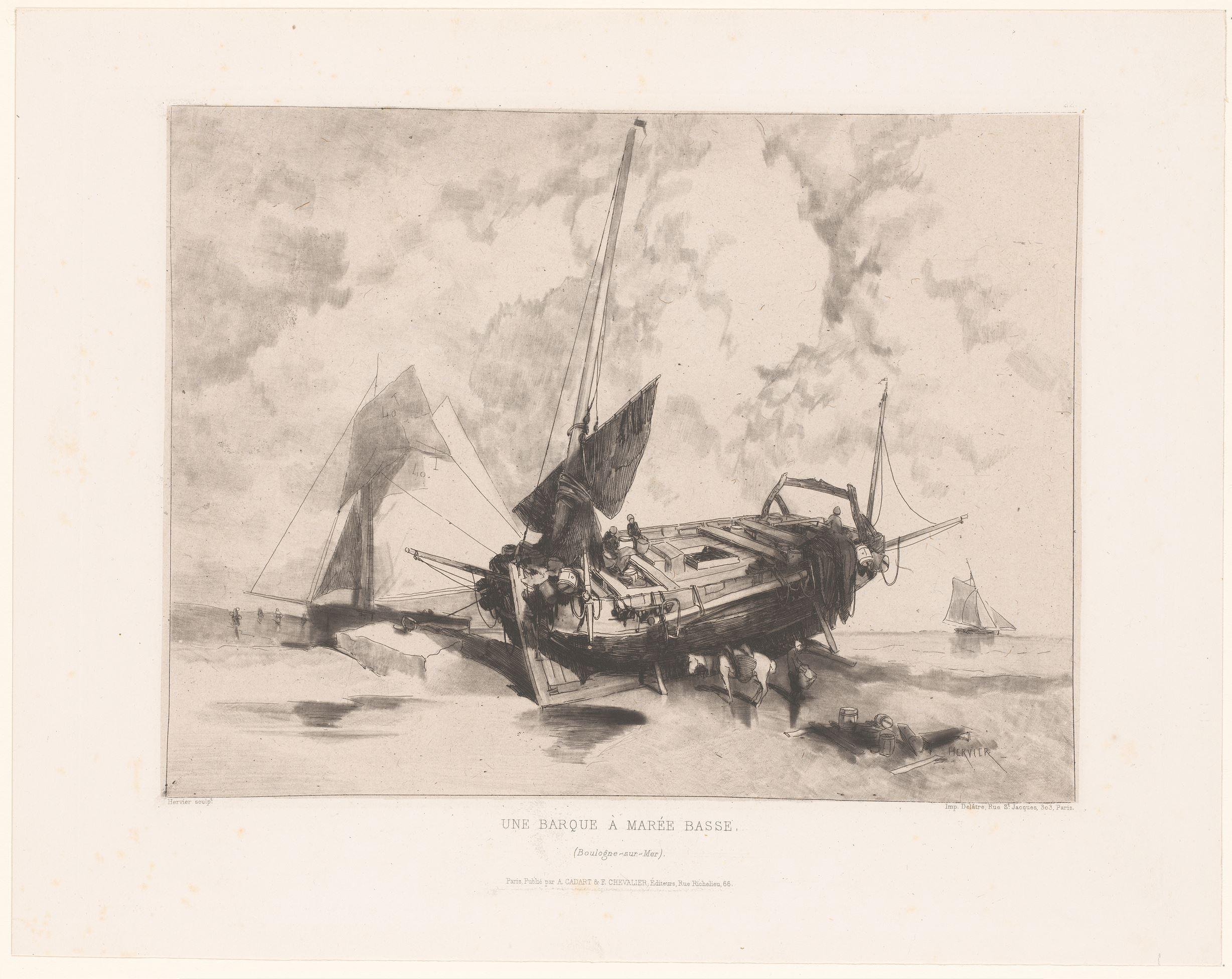 Boot op het strand bij eb