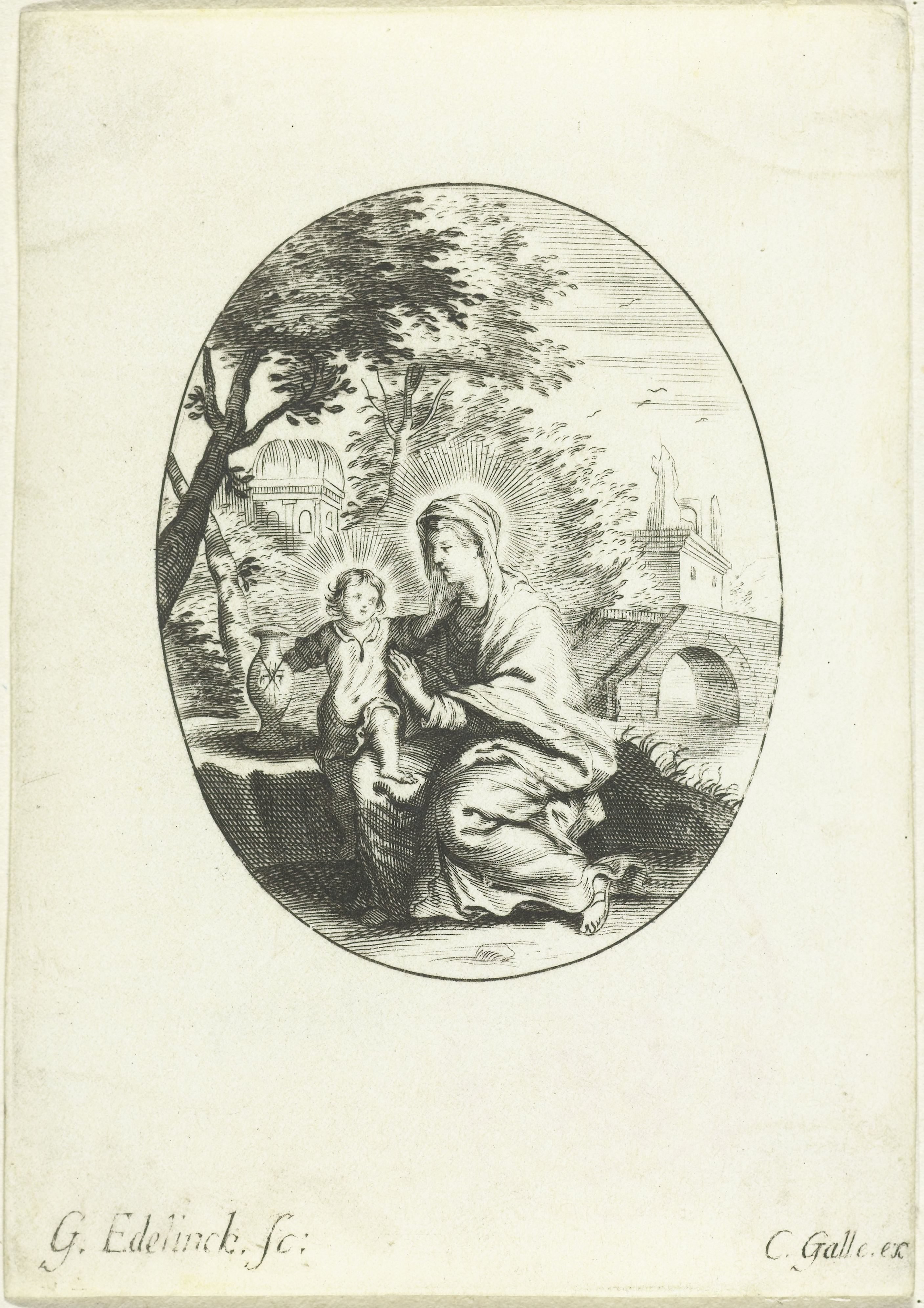 Maria met kind in landschap