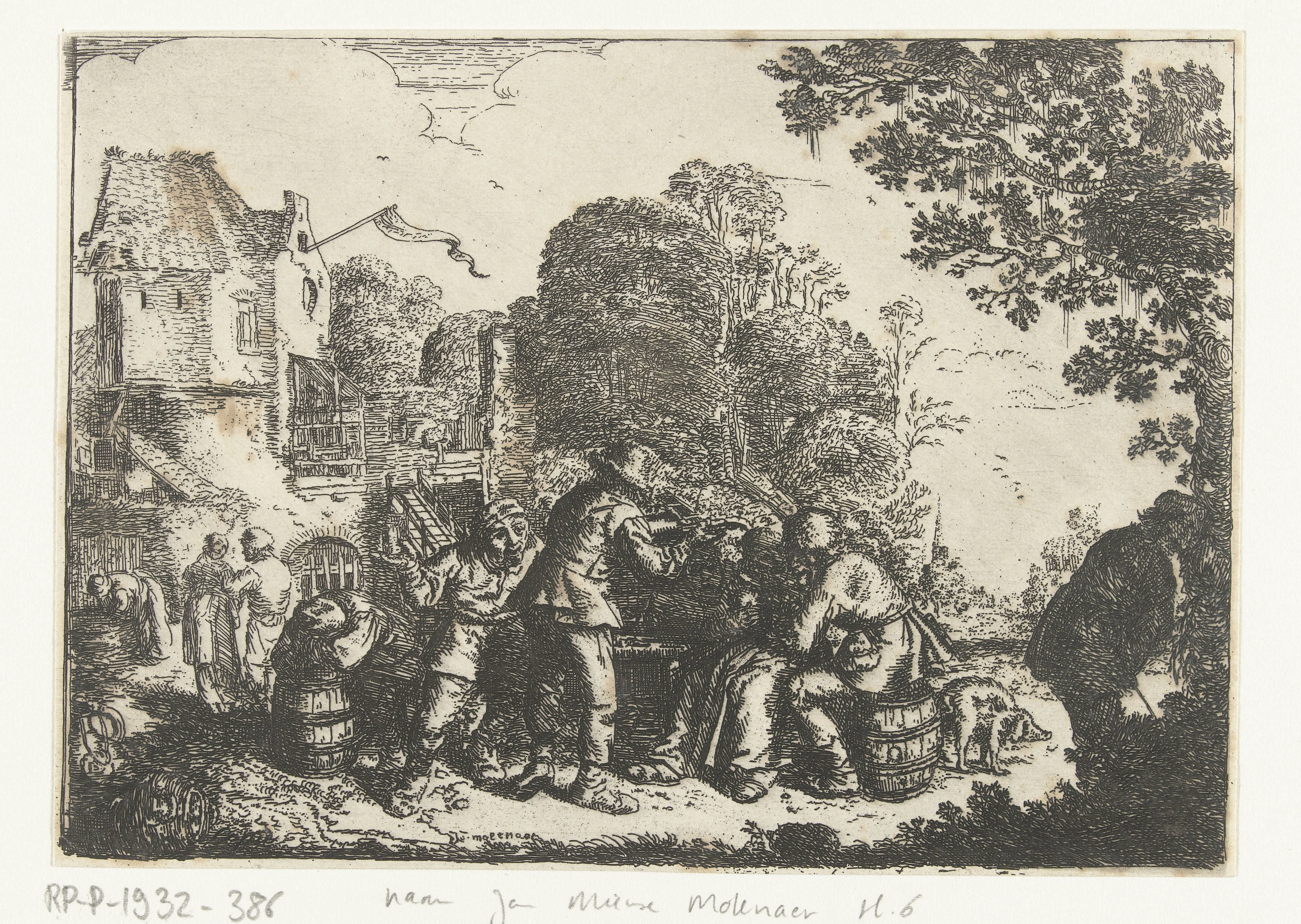 Boerengezelschap voor een herberg