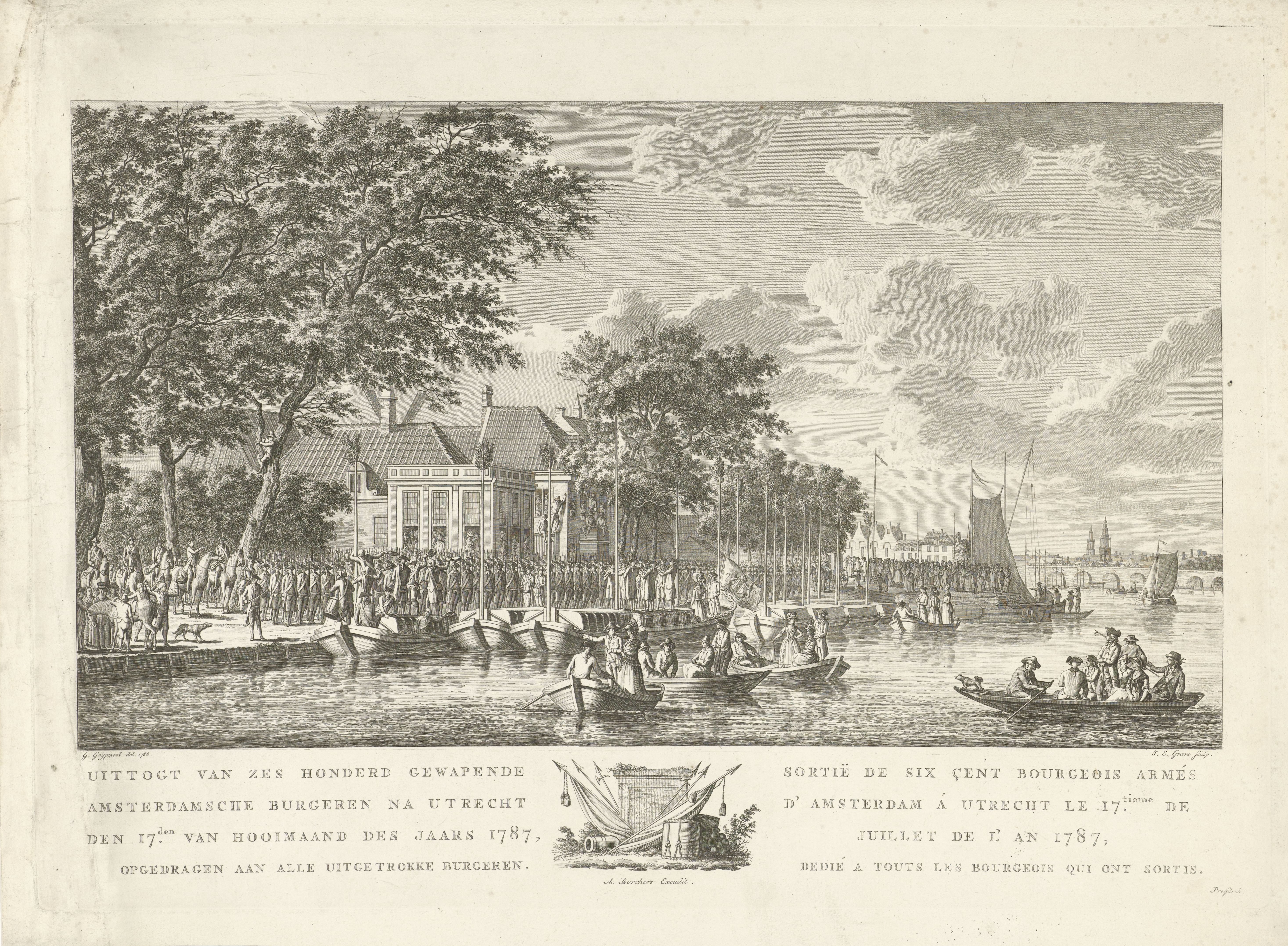 Uittocht van 600 gewapende Amsterdamse burgers naar Utrecht, 17 juli 1787