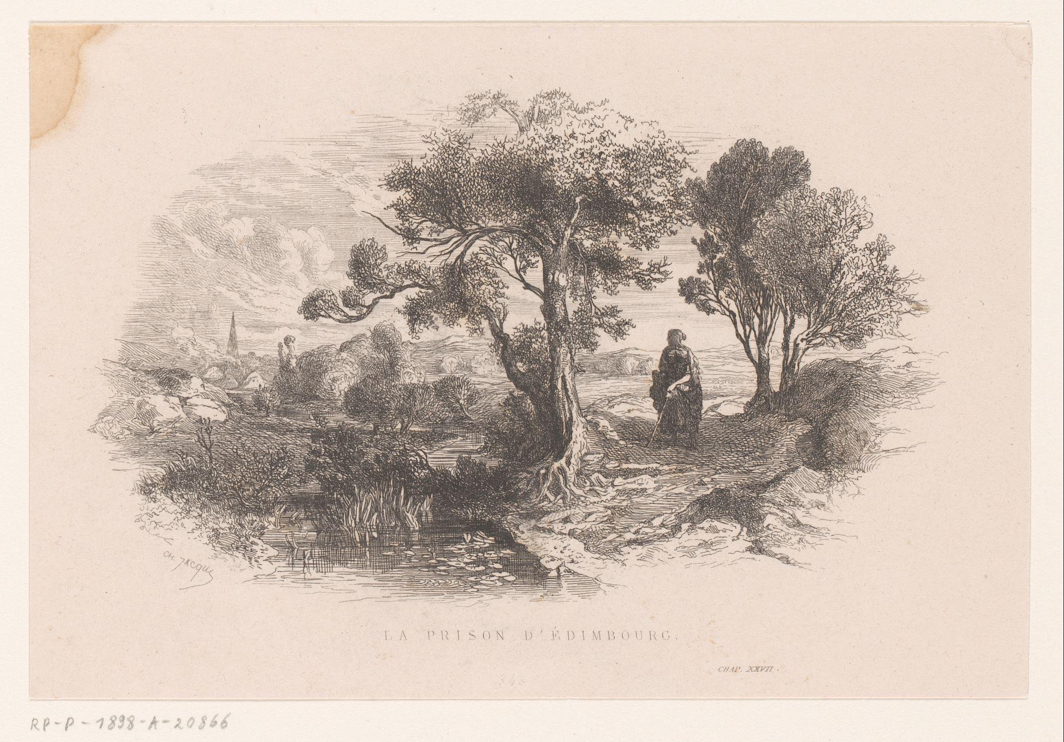 Vrouw in een landschap