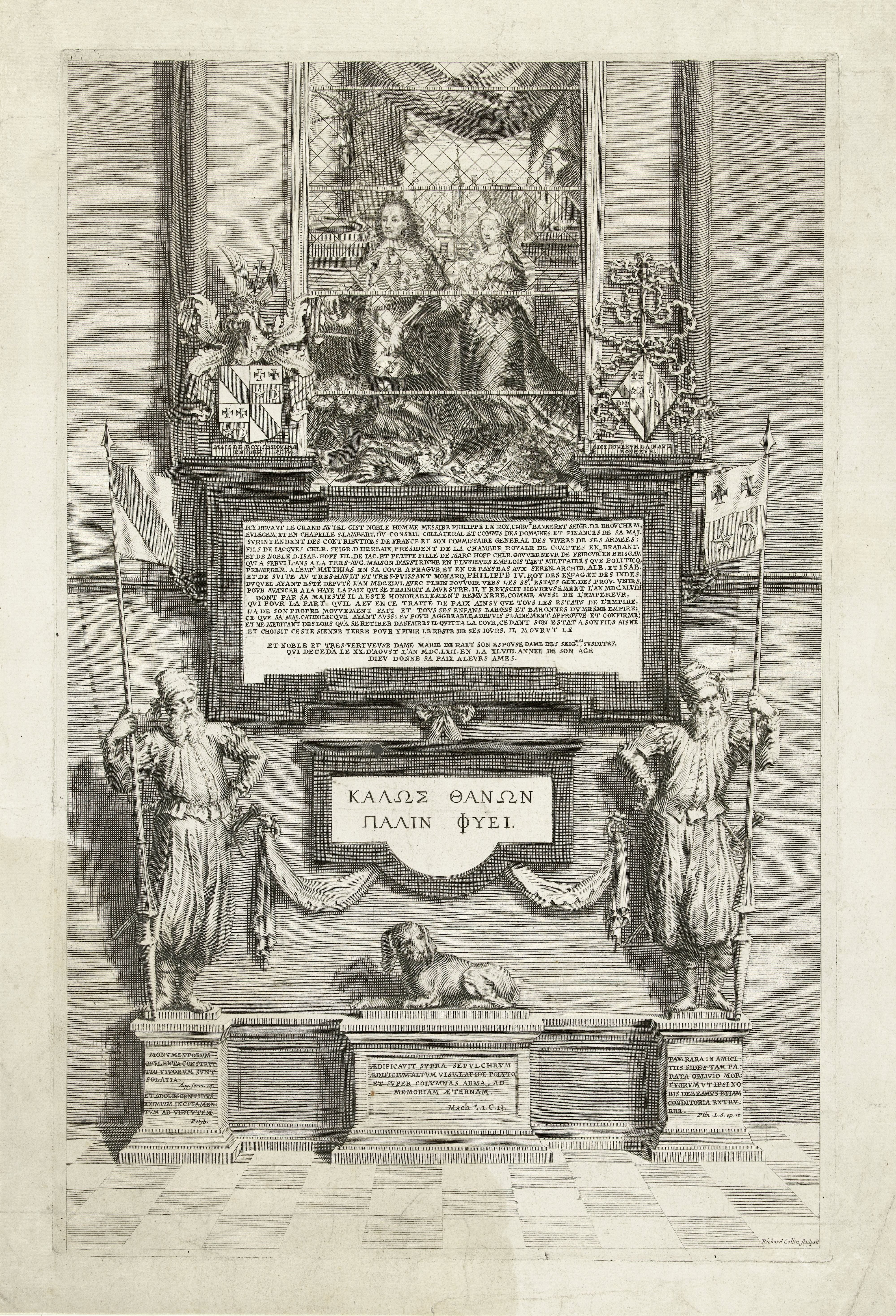Memorieprent met het echtpaar Marie de Raet en Philippe le Roy