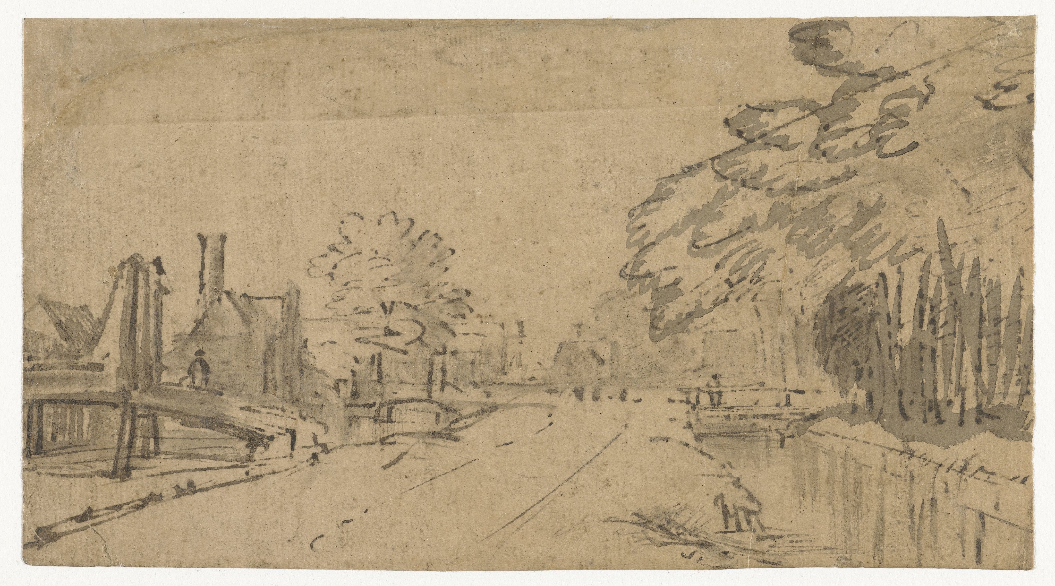 Road with Trees, Ditches and Houses
