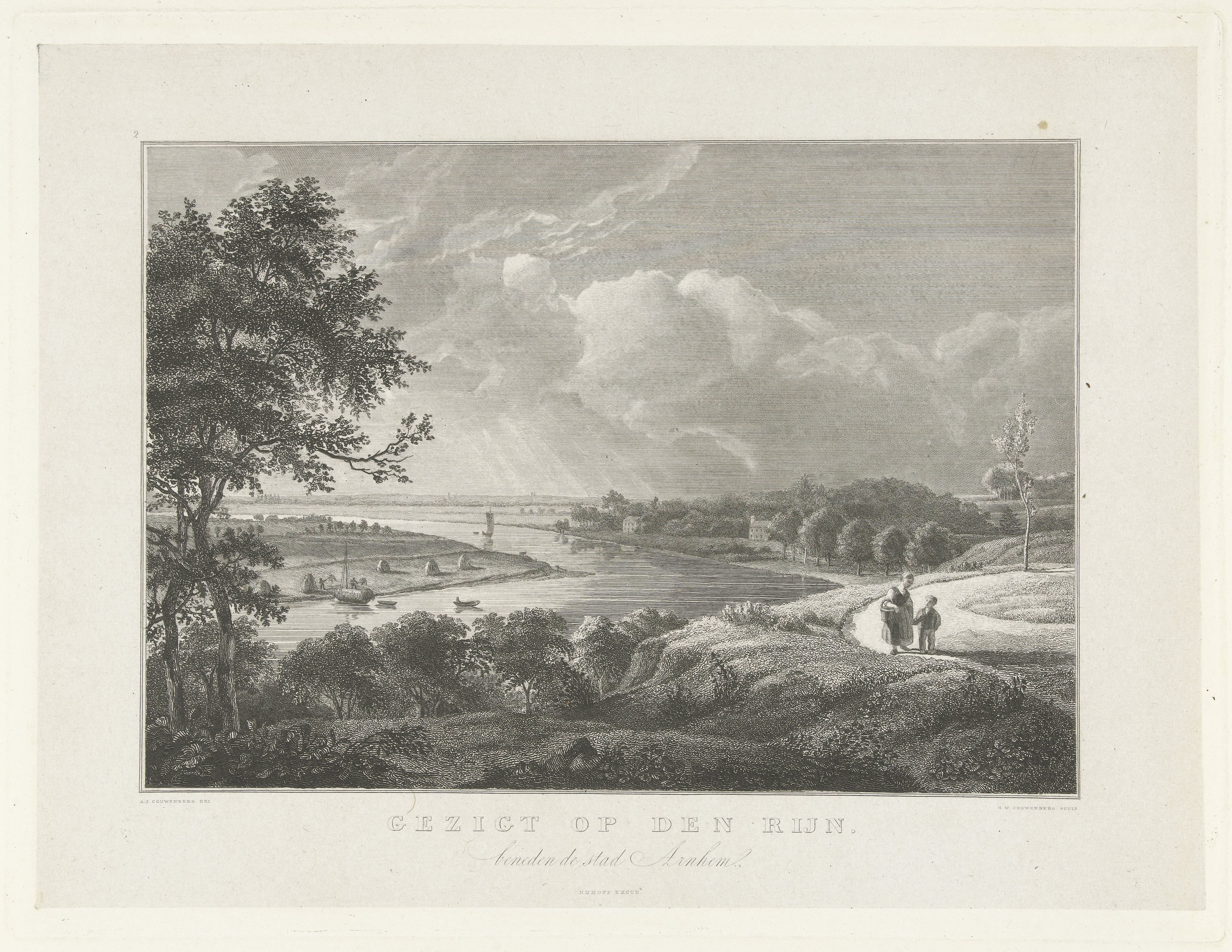 Gezicht op de Rijn beneden Arnhem