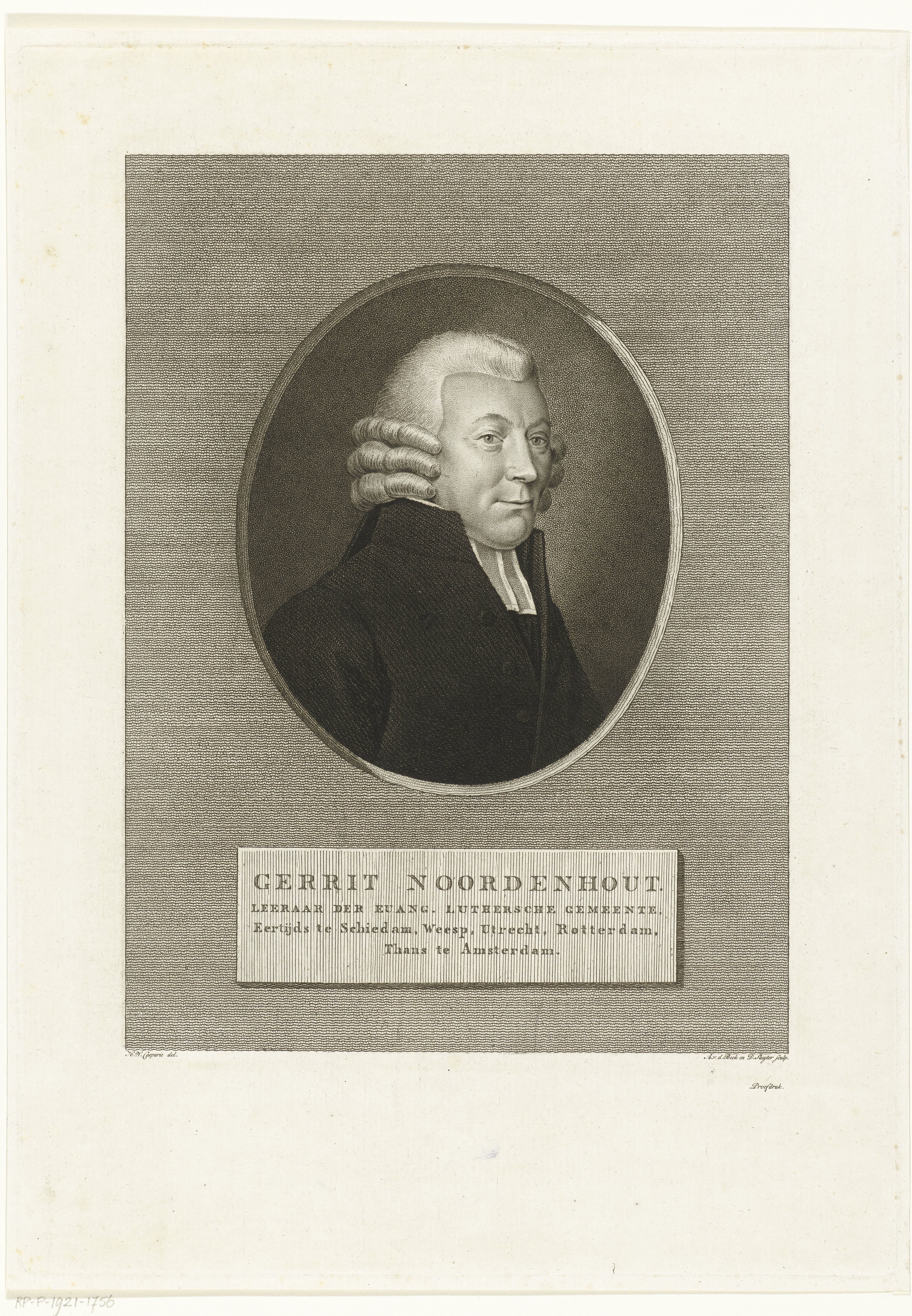 Prent van Lutherse predikant Gerrit Noordenhout