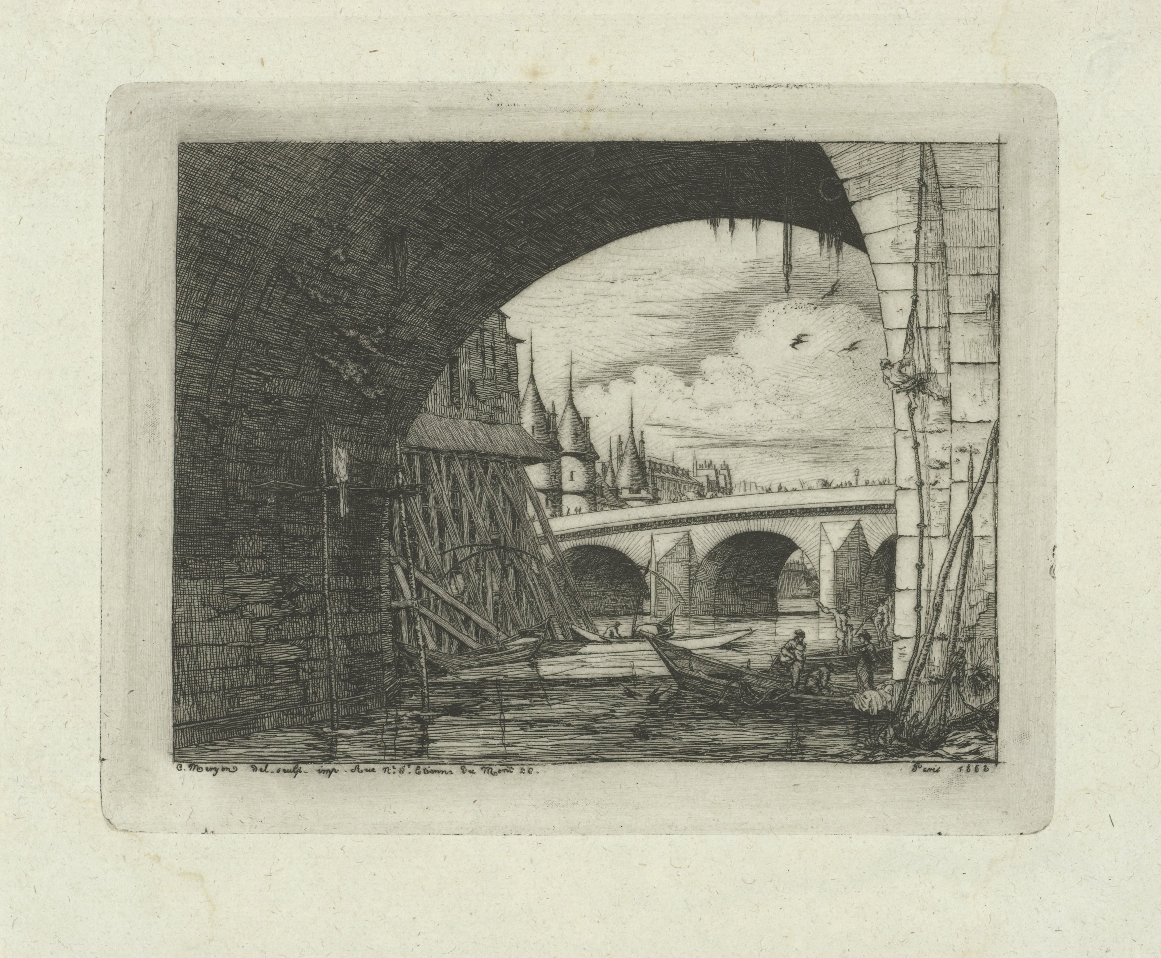 Boog van Pont Notre-Dame in Parijs