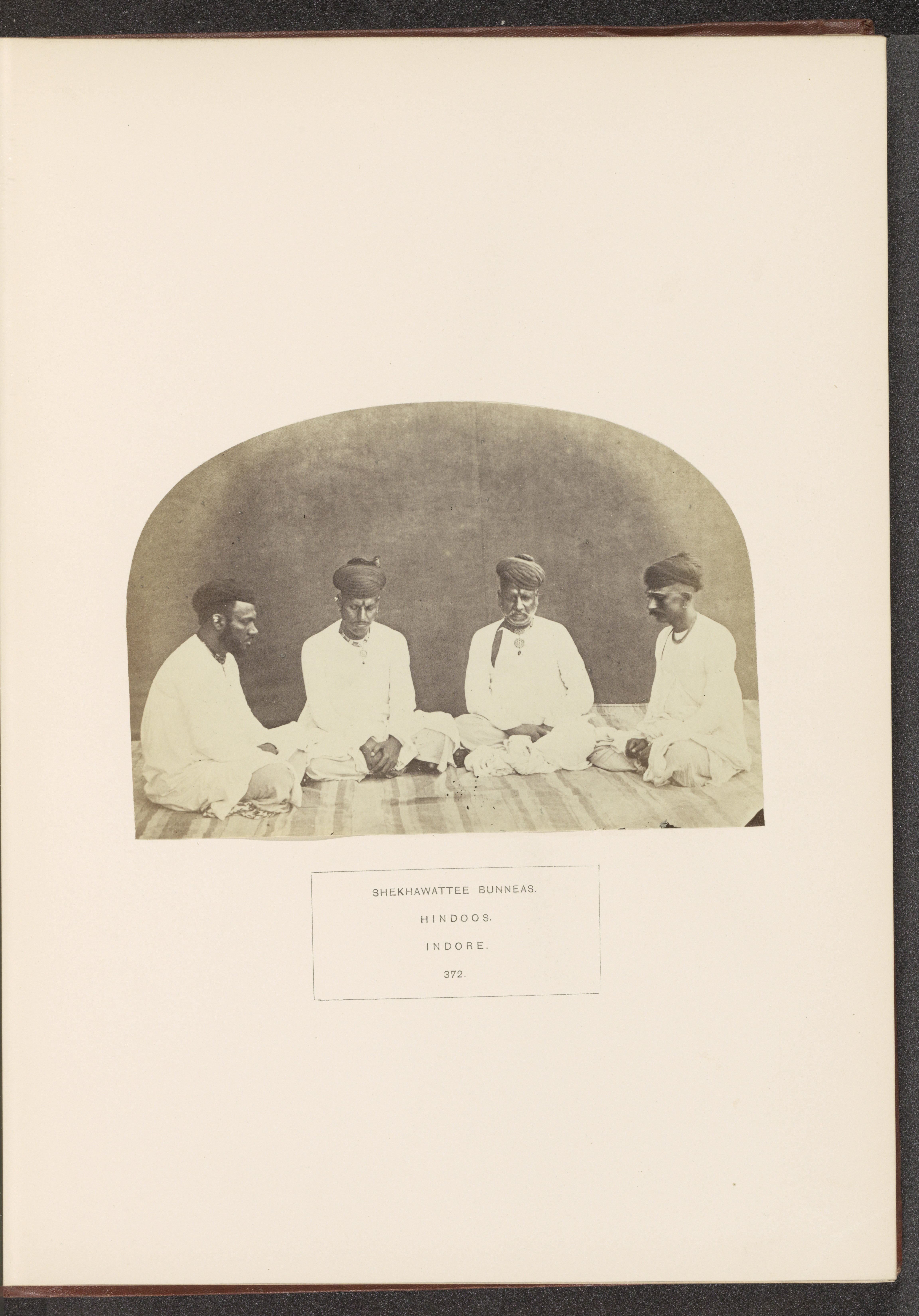 Portrait of four unknown merchants originally from Shekhawati, Rajasthan, based in Indore, Madhya Pradesh, India
