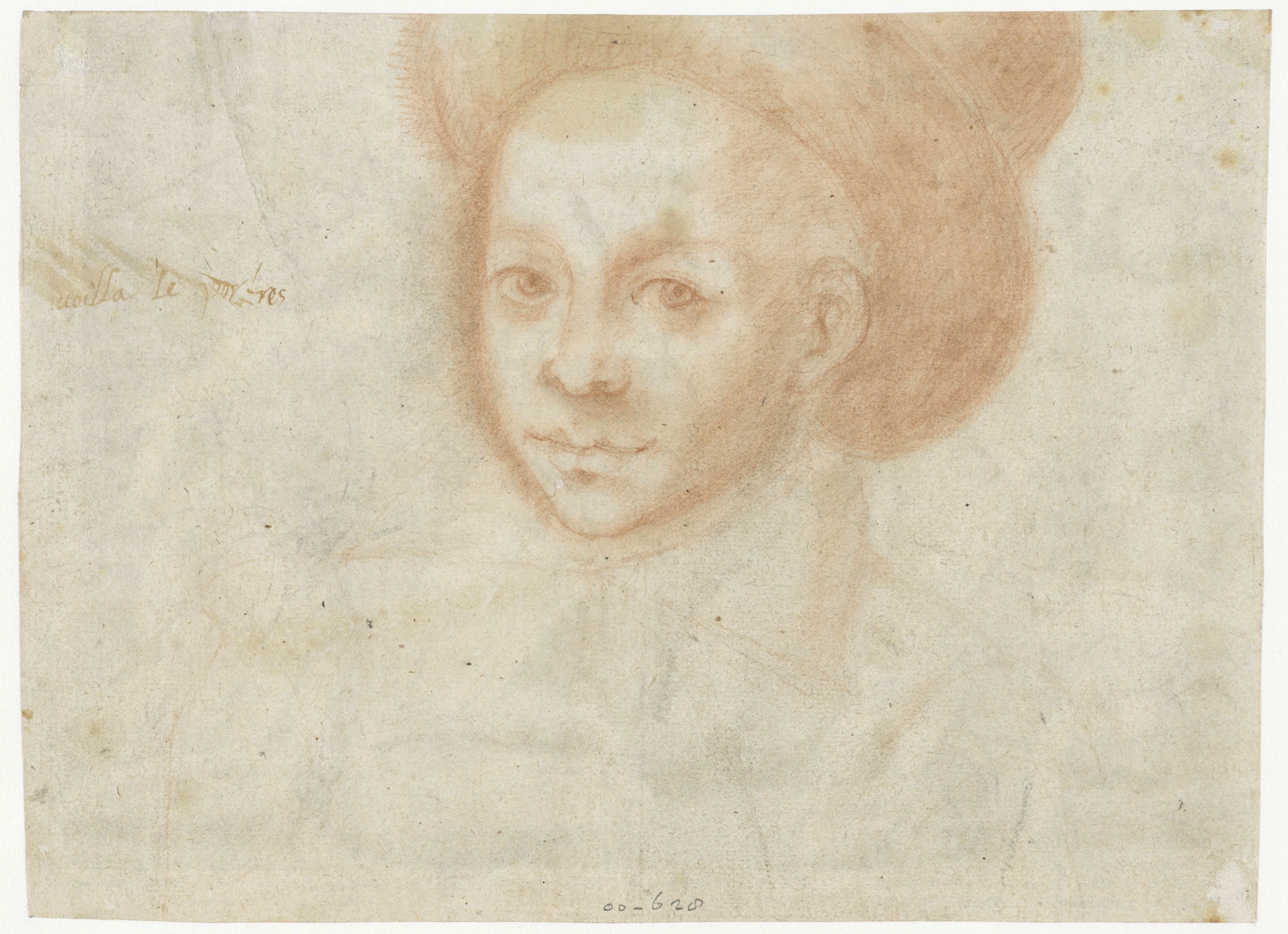 Portret van een jongeman met een hoed, driekwart naar links