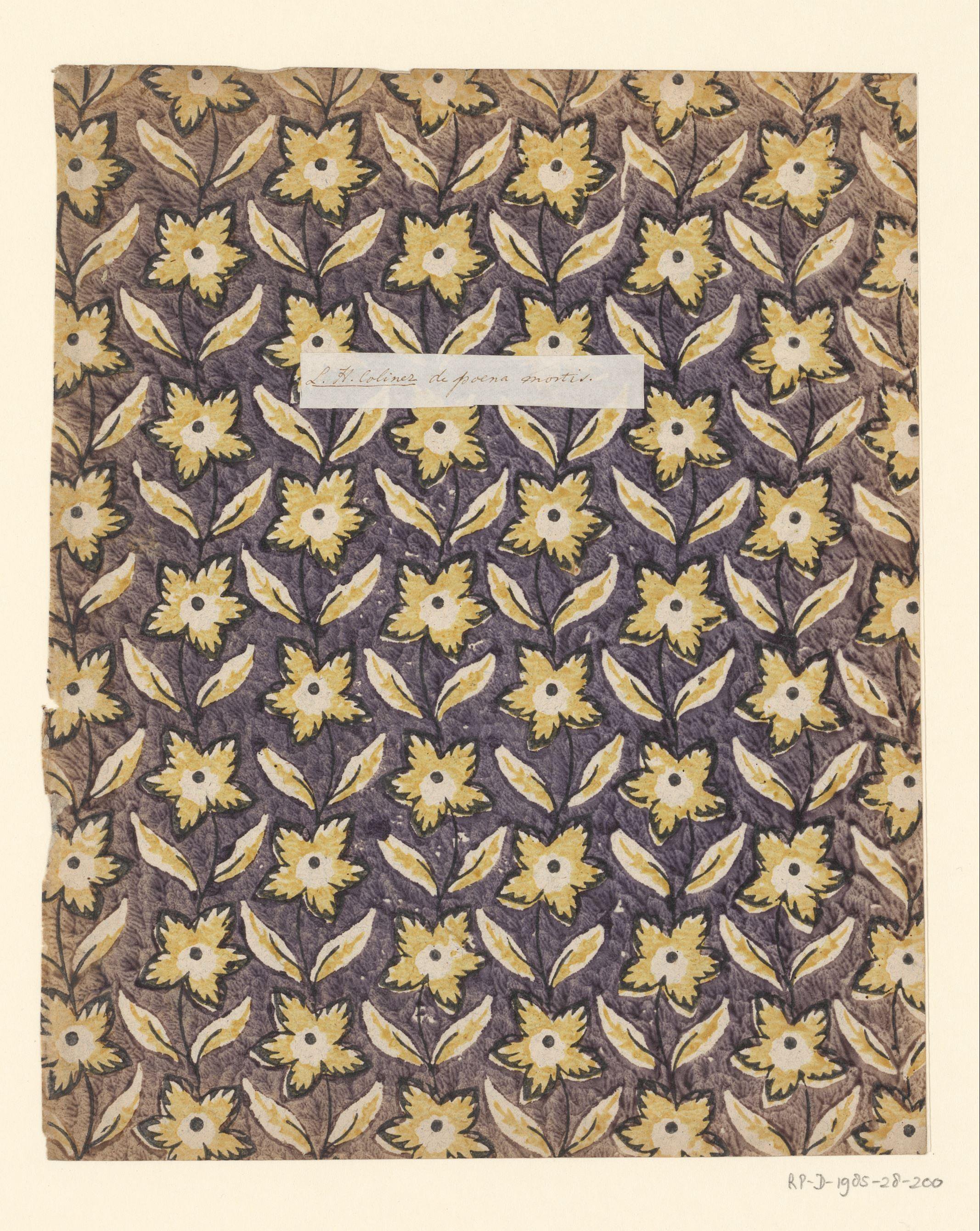 Blad met banenpatroon van verticale ranken met bloemen