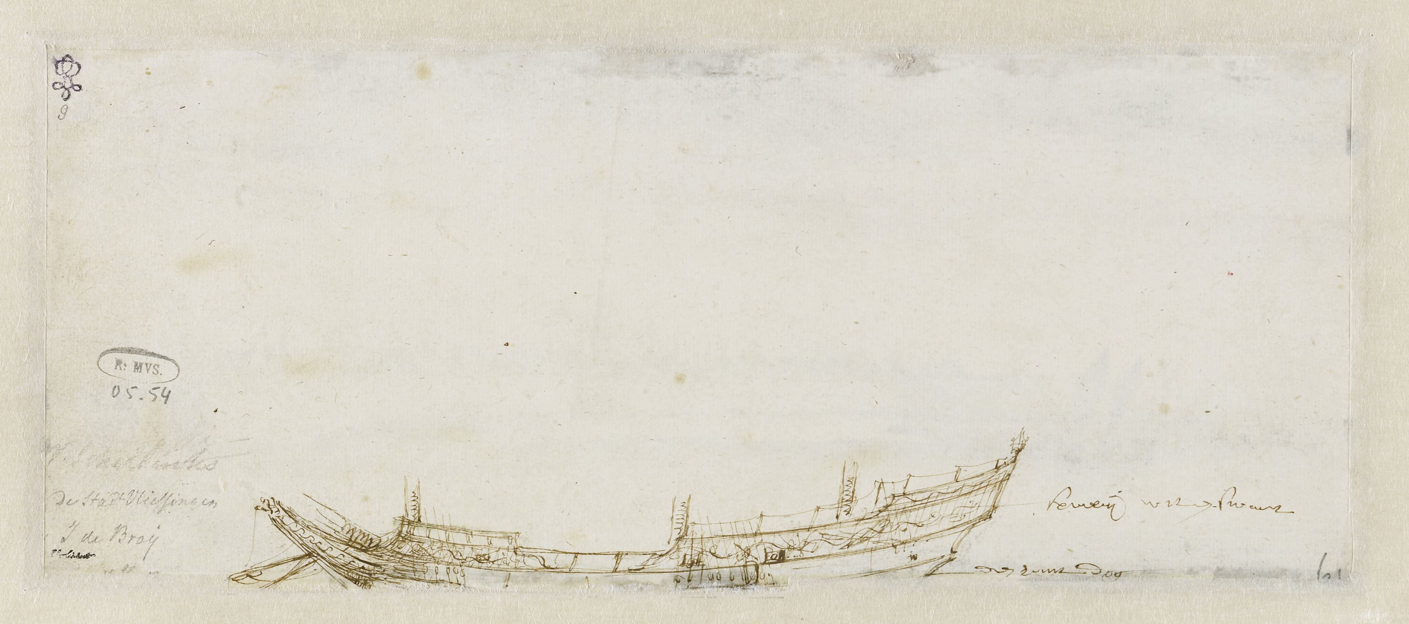 Schets van een scheepsromp