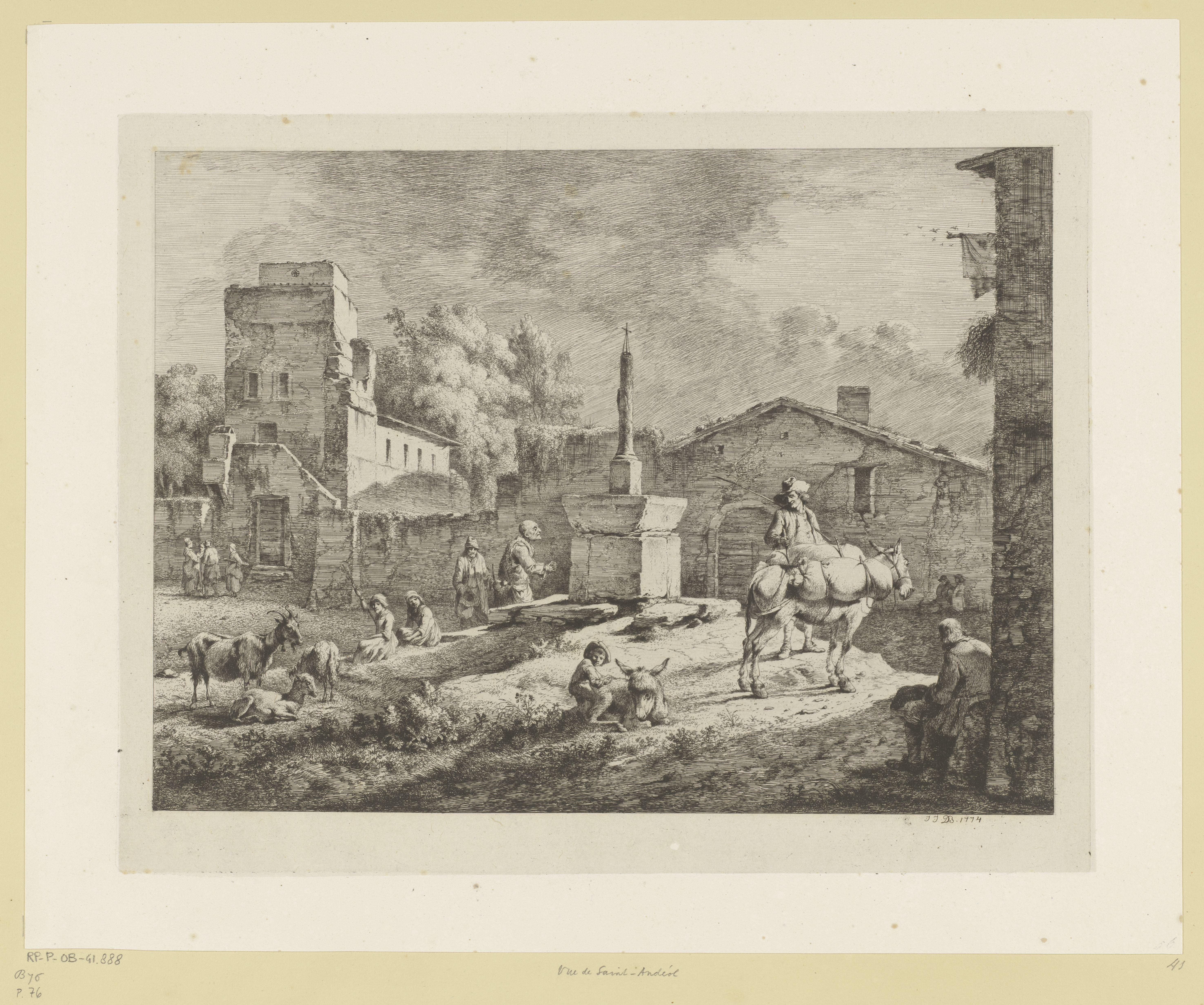 Gezicht op het dorpsplein van Bourg-Saint-Andéol
