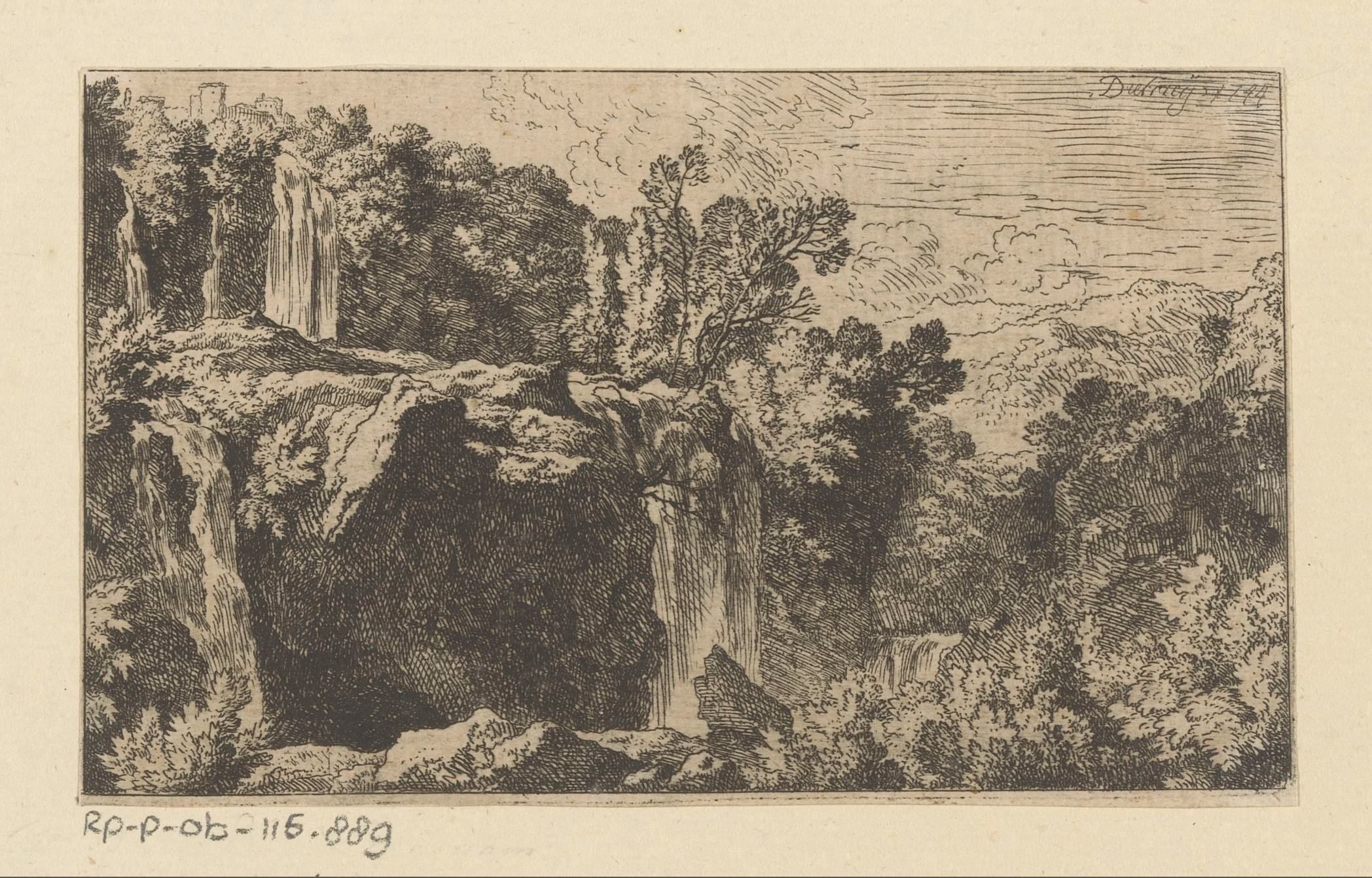 Arcadisch landschap met waterval