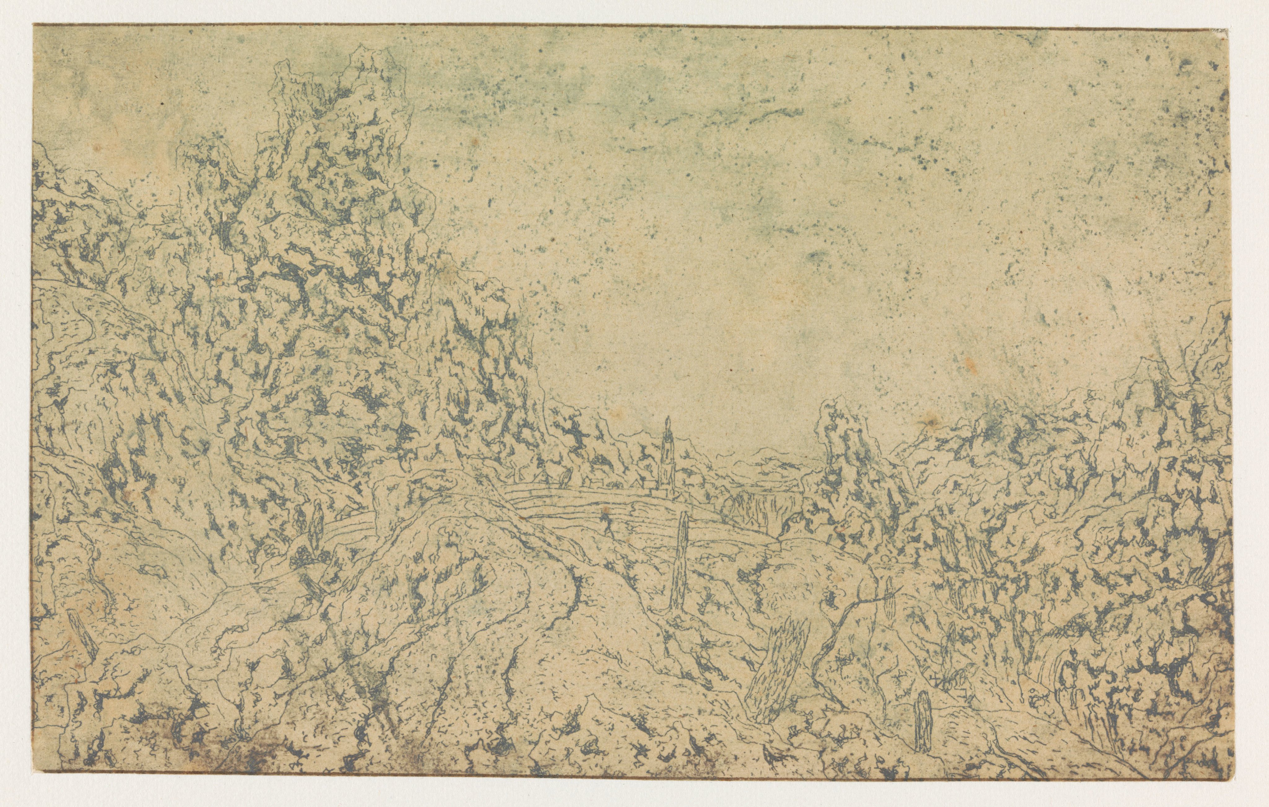 Rocky Landscape with a Tall Tower
