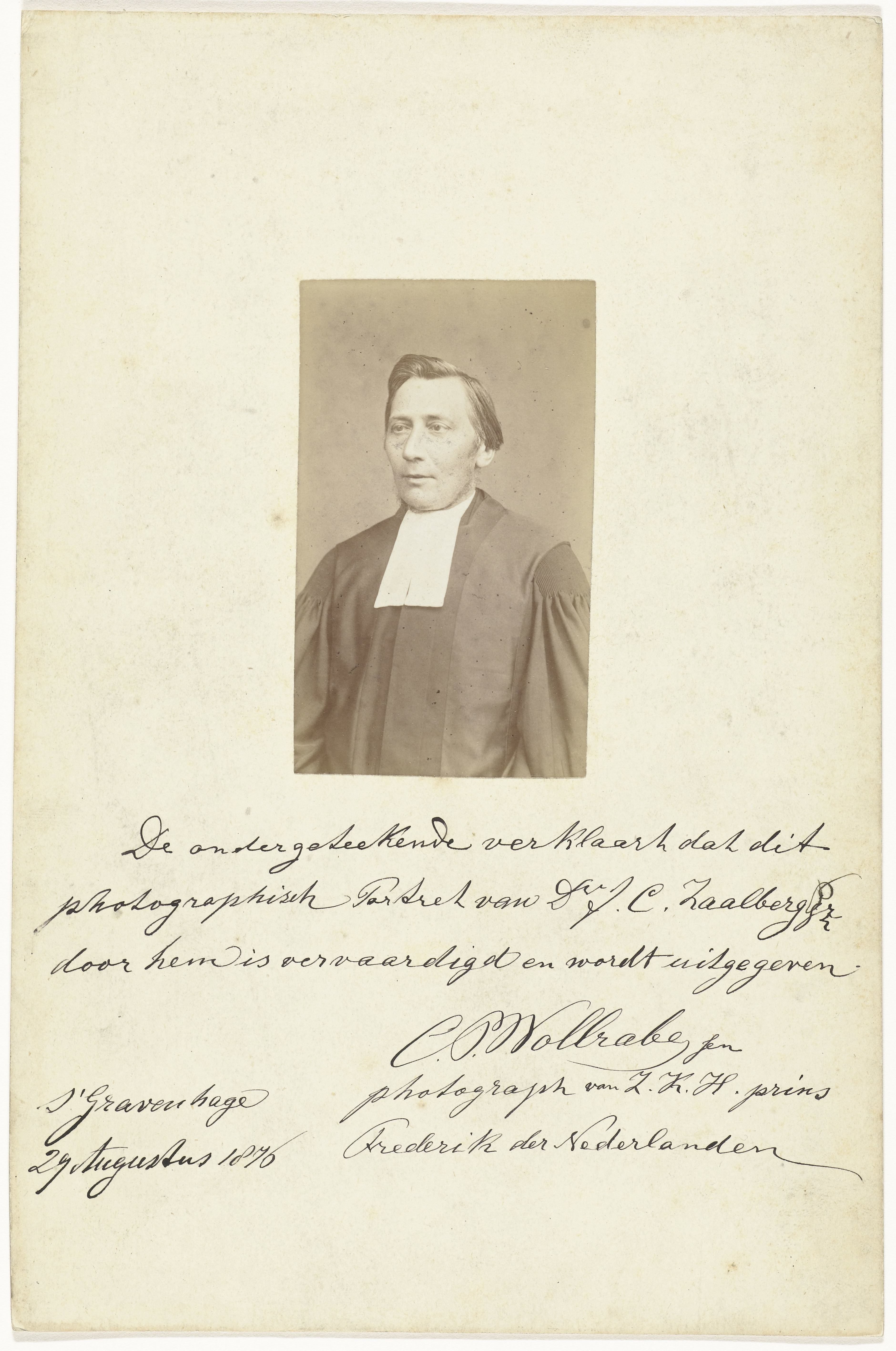 Portret van Dr. Johannes Cornelis Zaalberg
