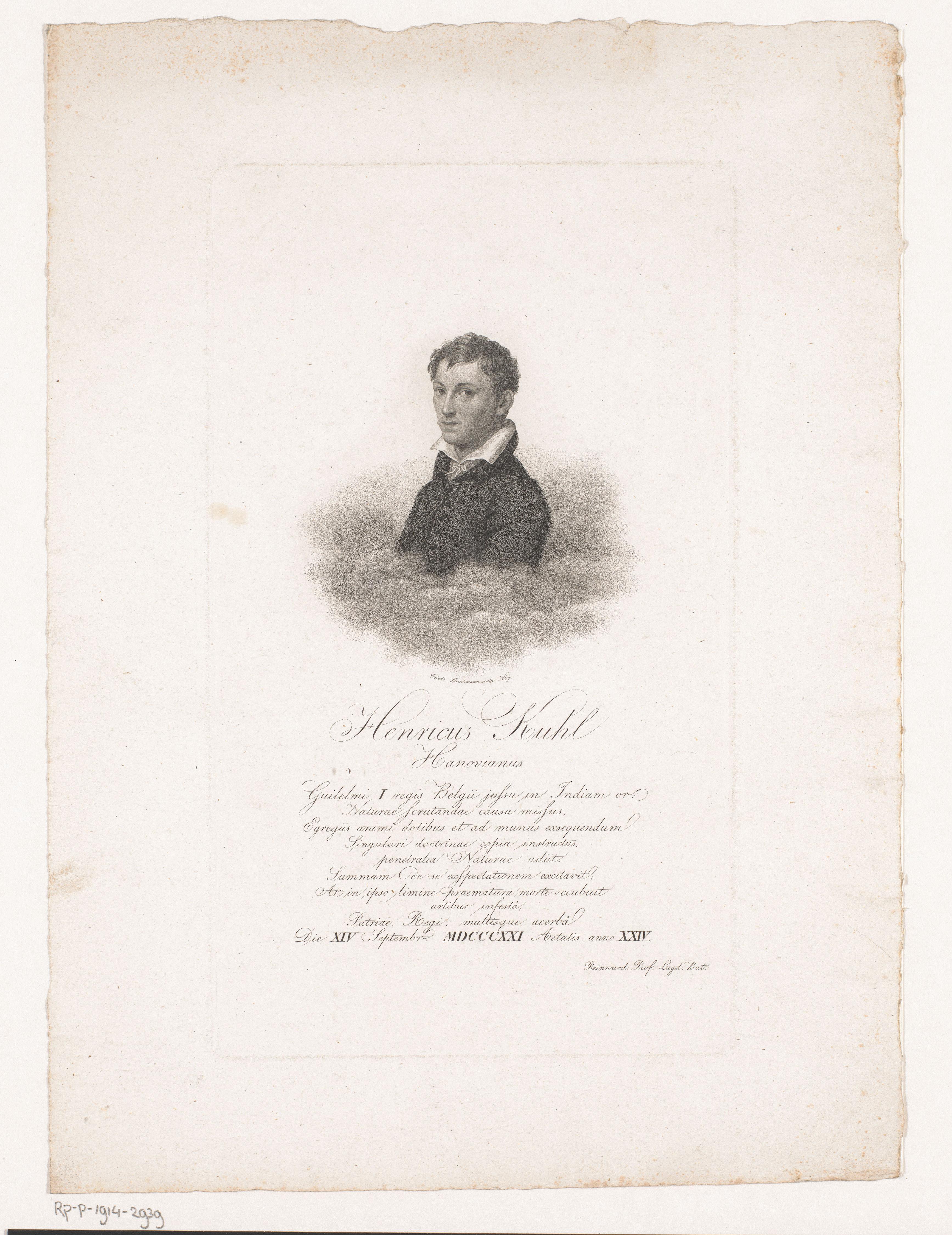 Portret van Henricus Kuhl op 24-jarige leeftijd