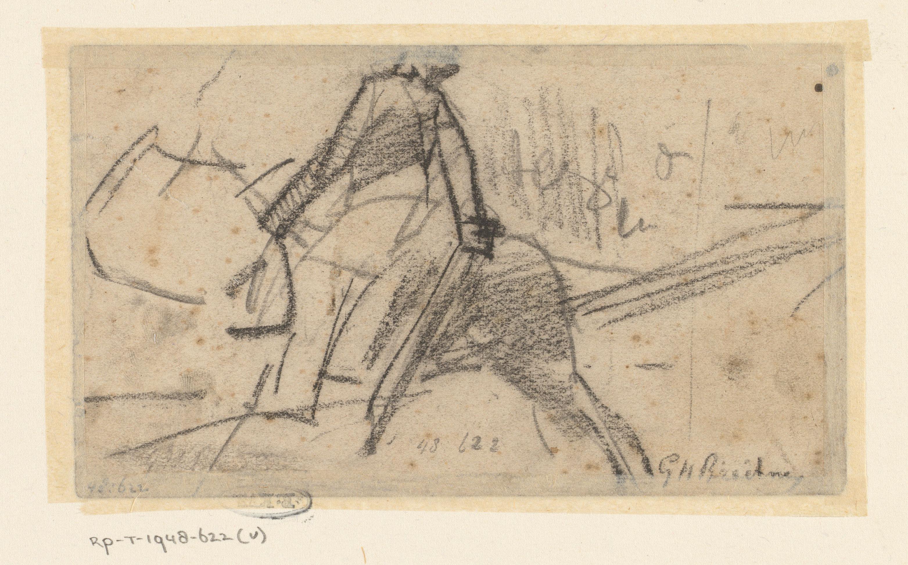 Schets van man op paard