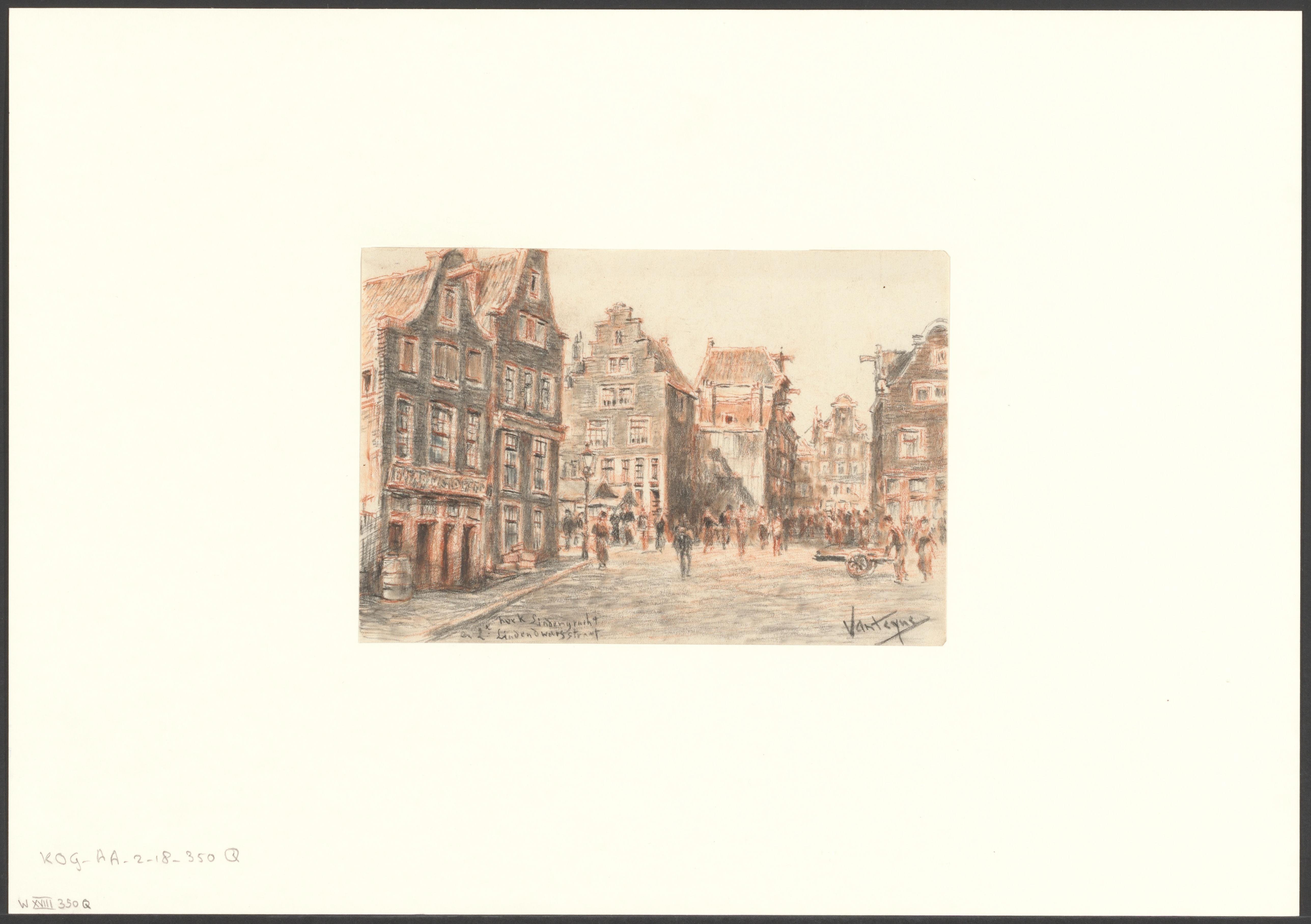 Gezicht op de Lindengracht, hoek Tweede Lindendwarsstraat