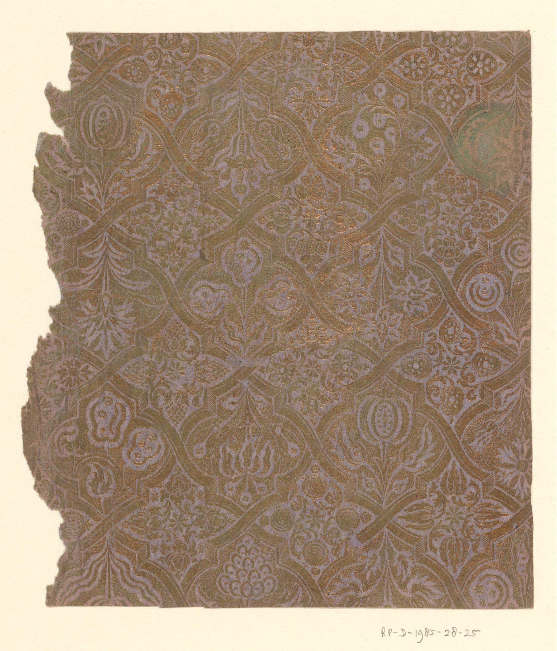Blad met ruitenpatroon van bloemen en ornamenten